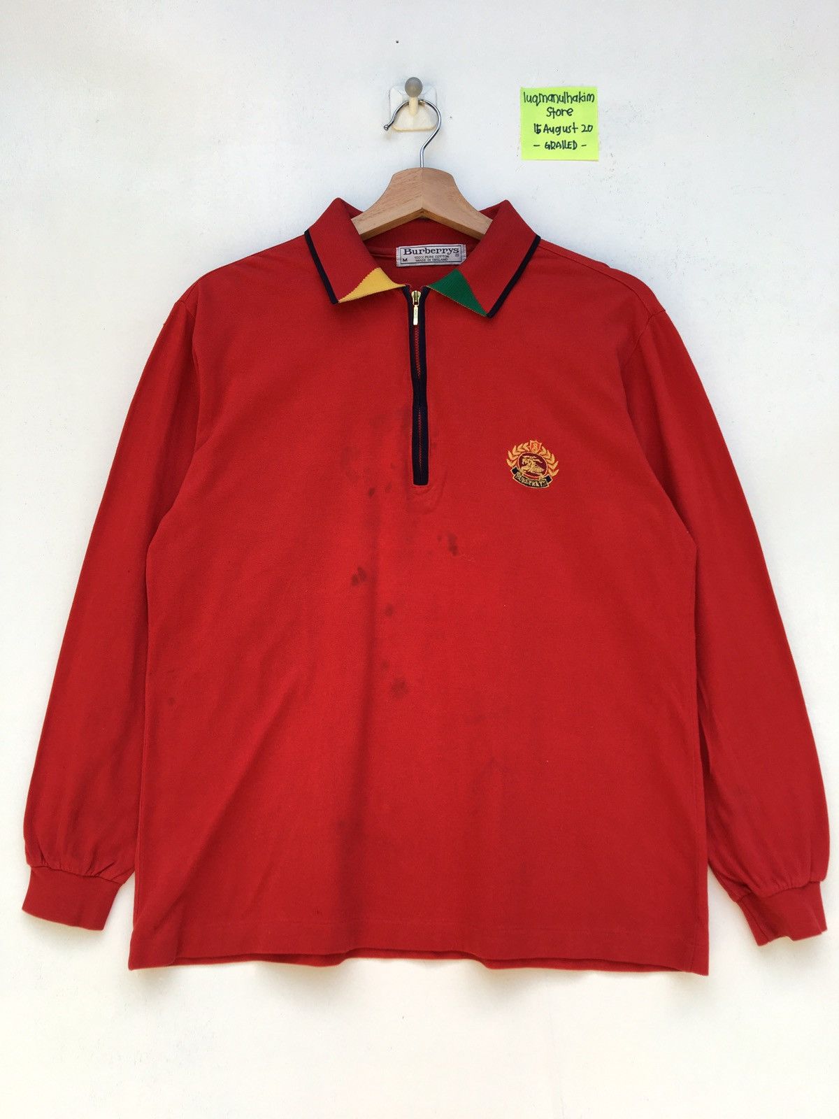 Burberry Vintage Burberrys Polo Red Longsleeve Size US M / EU 48-50 / 2 - 1 Thumbnail