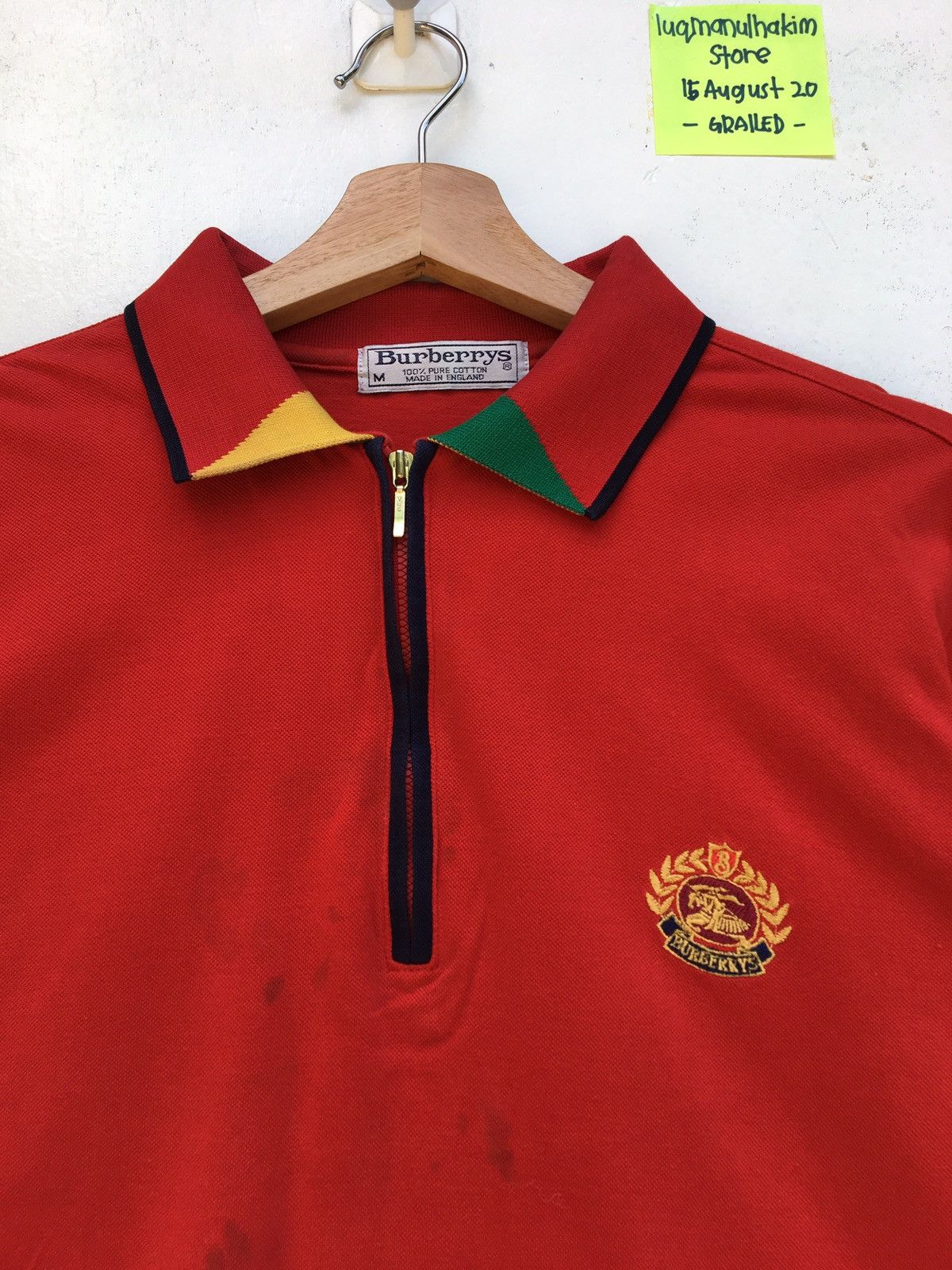 Burberry Vintage Burberrys Polo Red Longsleeve Size US M / EU 48-50 / 2 - 5 Thumbnail