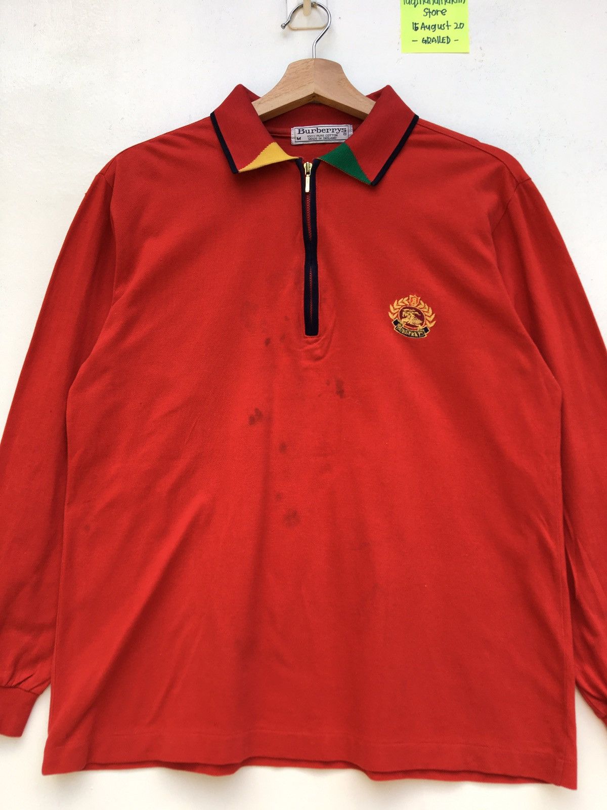 Burberry Vintage Burberrys Polo Red Longsleeve Size US M / EU 48-50 / 2 - 4 Thumbnail