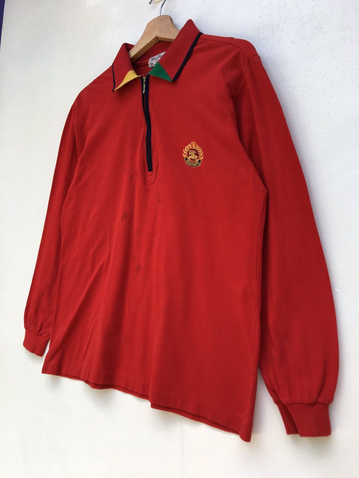 Burberry Vintage Burberrys Polo Red Longsleeve Size US M / EU 48-50 / 2 - 3 Thumbnail