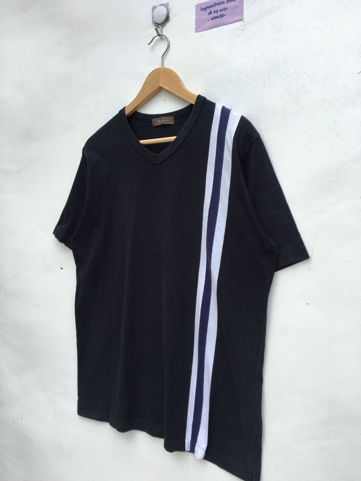Yohji Yamamoto Vintage 80's - 90's Y's for Men Three Stripes T-Shirts Size US M / EU 48-50 / 2 - 2 Thumbnail