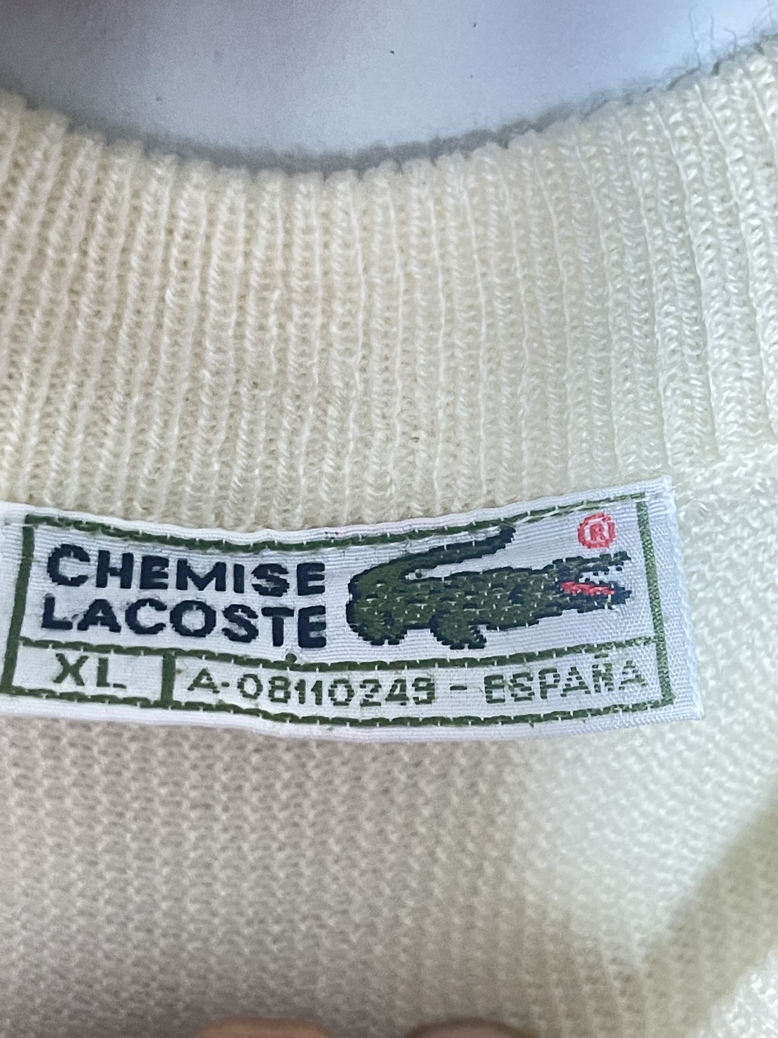 Lacoste 🔥 vintage heavy sweater acrylic lacoste size xl offwhite Size US XL / EU 56 / 4 - 5 Thumbnail