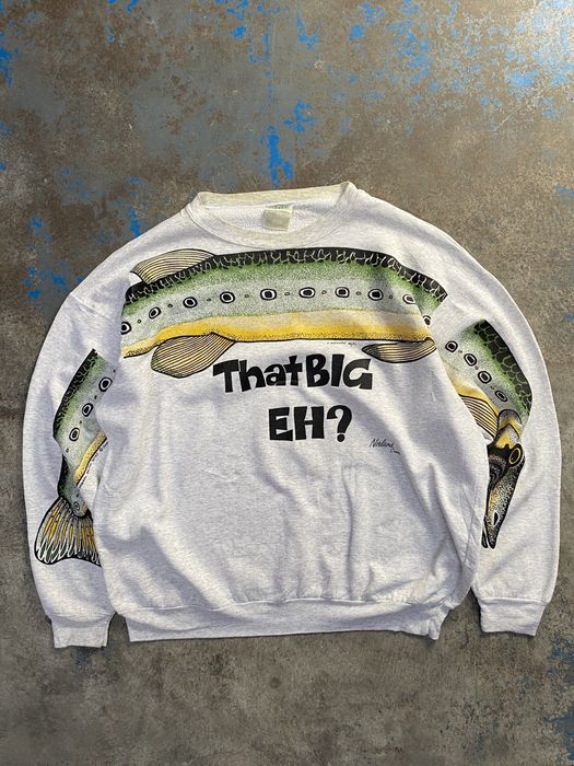 Vintage 1993 Marshland 'That Big Eh?' Fish Sweatshirt | Grailed