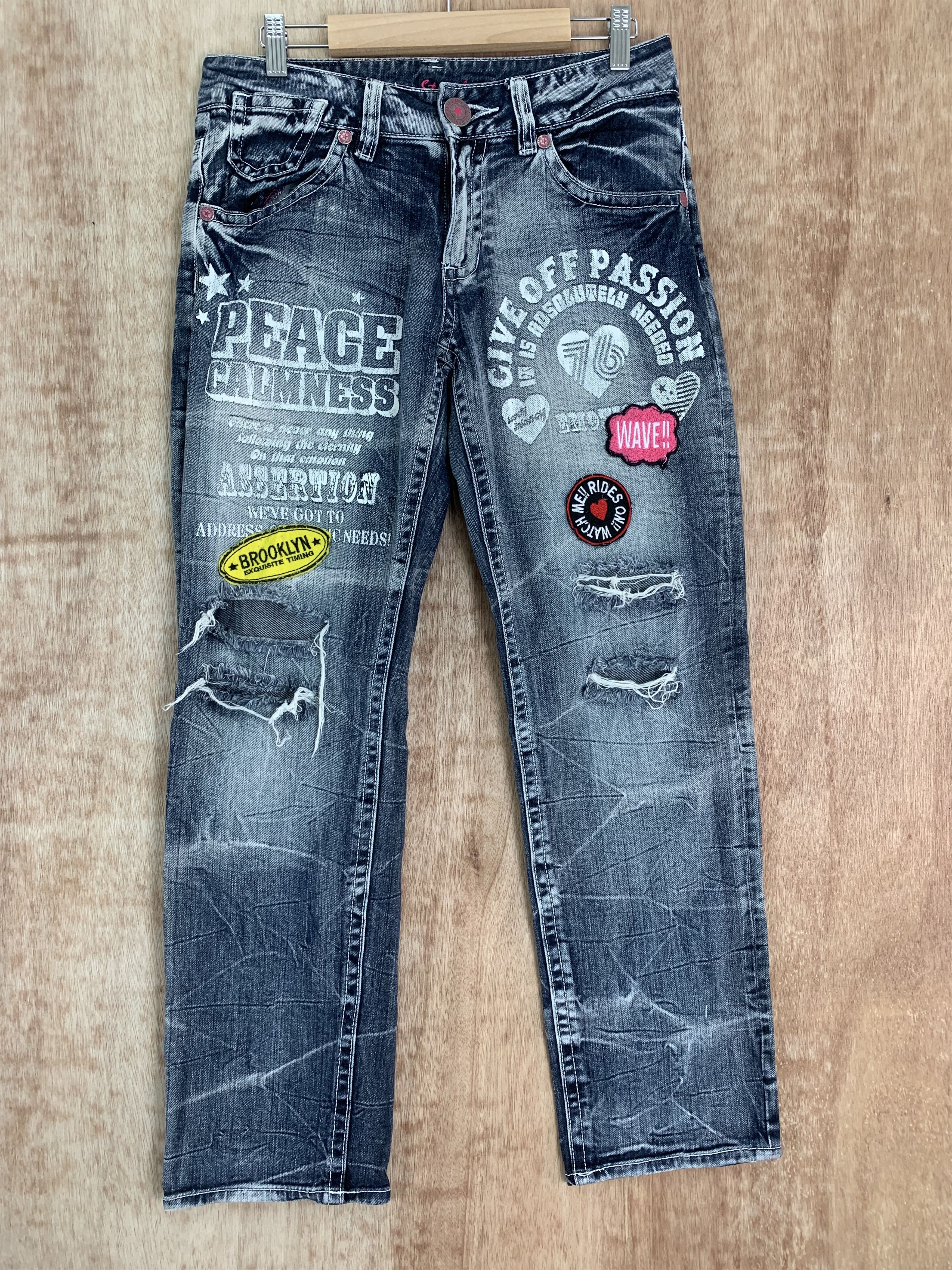 If Six Was Nine Denim Patches Pants Vintage Streetwear California Size US 28 / EU 44 - 1 Thumbnail