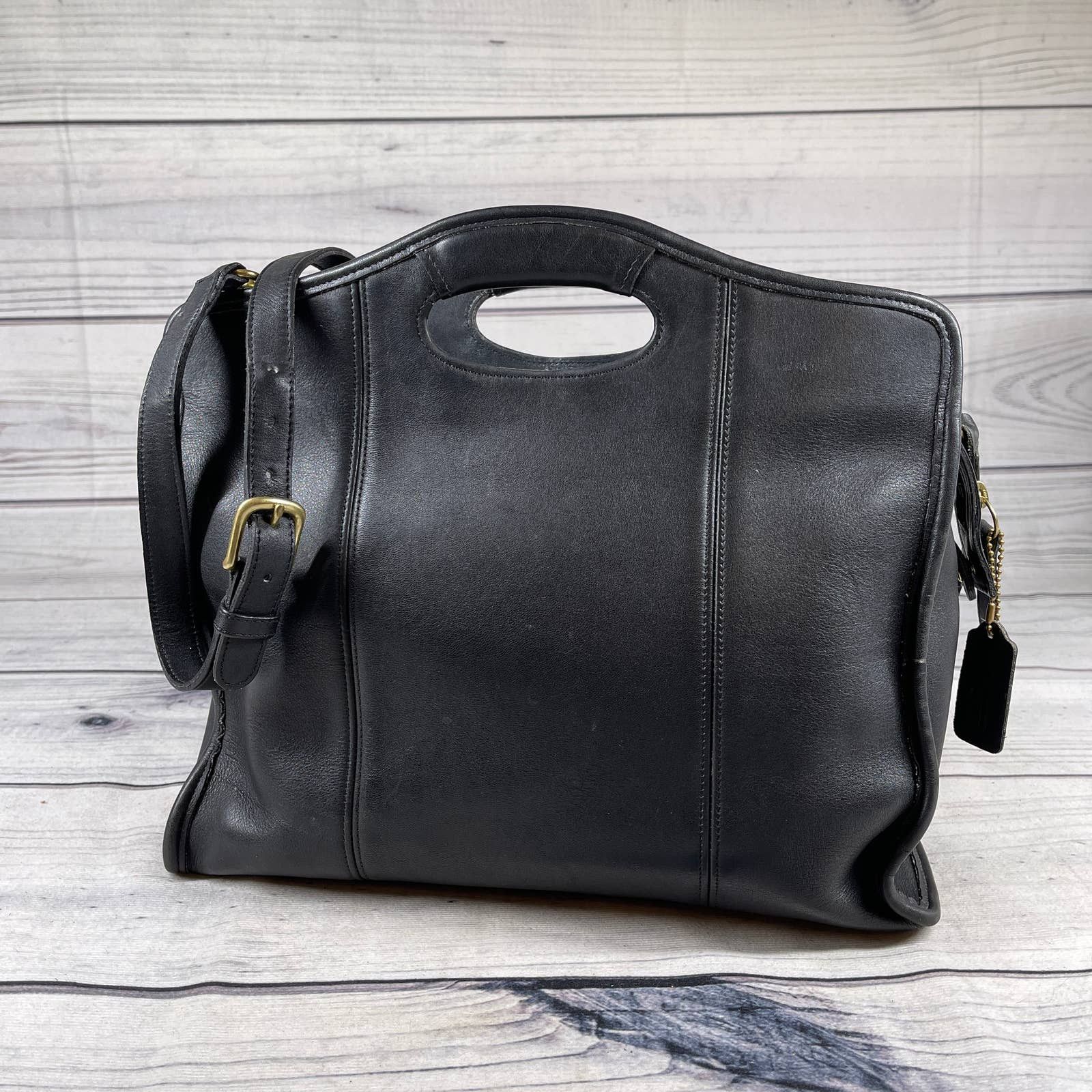 Vintage Coach Zip Top Shopper Tote Vintage Black Large Grailed