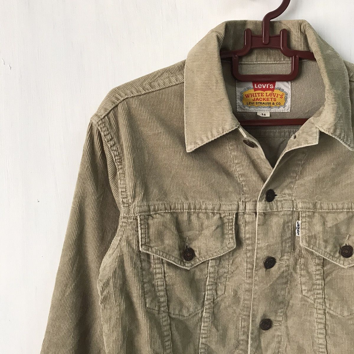 Levi's 💥Steals💥White Levis Jacket Corduroy Trucker Size US S / EU 44-46 / 1 - 3 Thumbnail