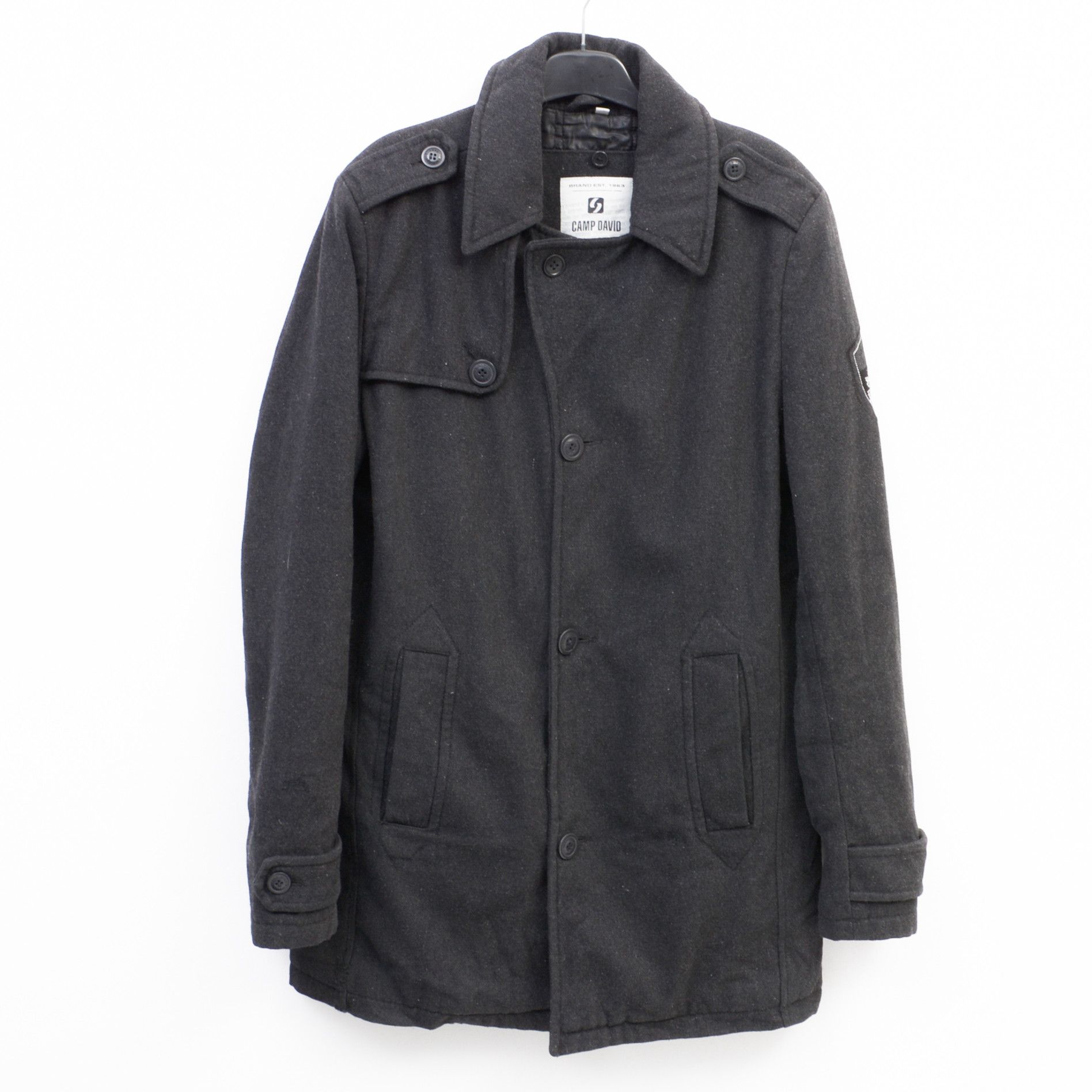 Camp David Car Jacket Pea Coat Wool Blend Black Button Winter Size US S / EU 44-46 / 1 - 1 Thumbnail