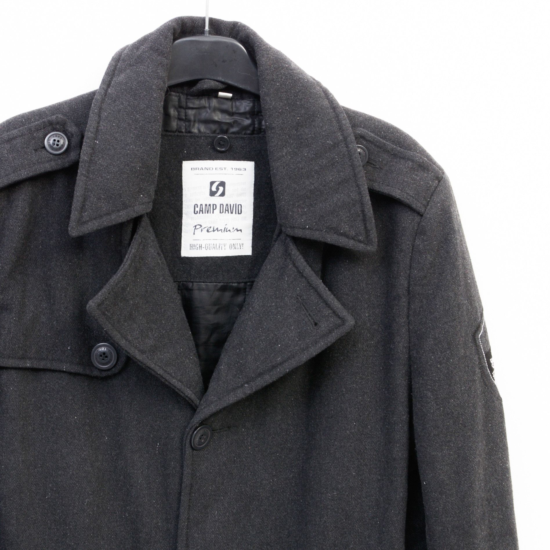 Camp David Car Jacket Pea Coat Wool Blend Black Button Winter Size US S / EU 44-46 / 1 - 2 Thumbnail