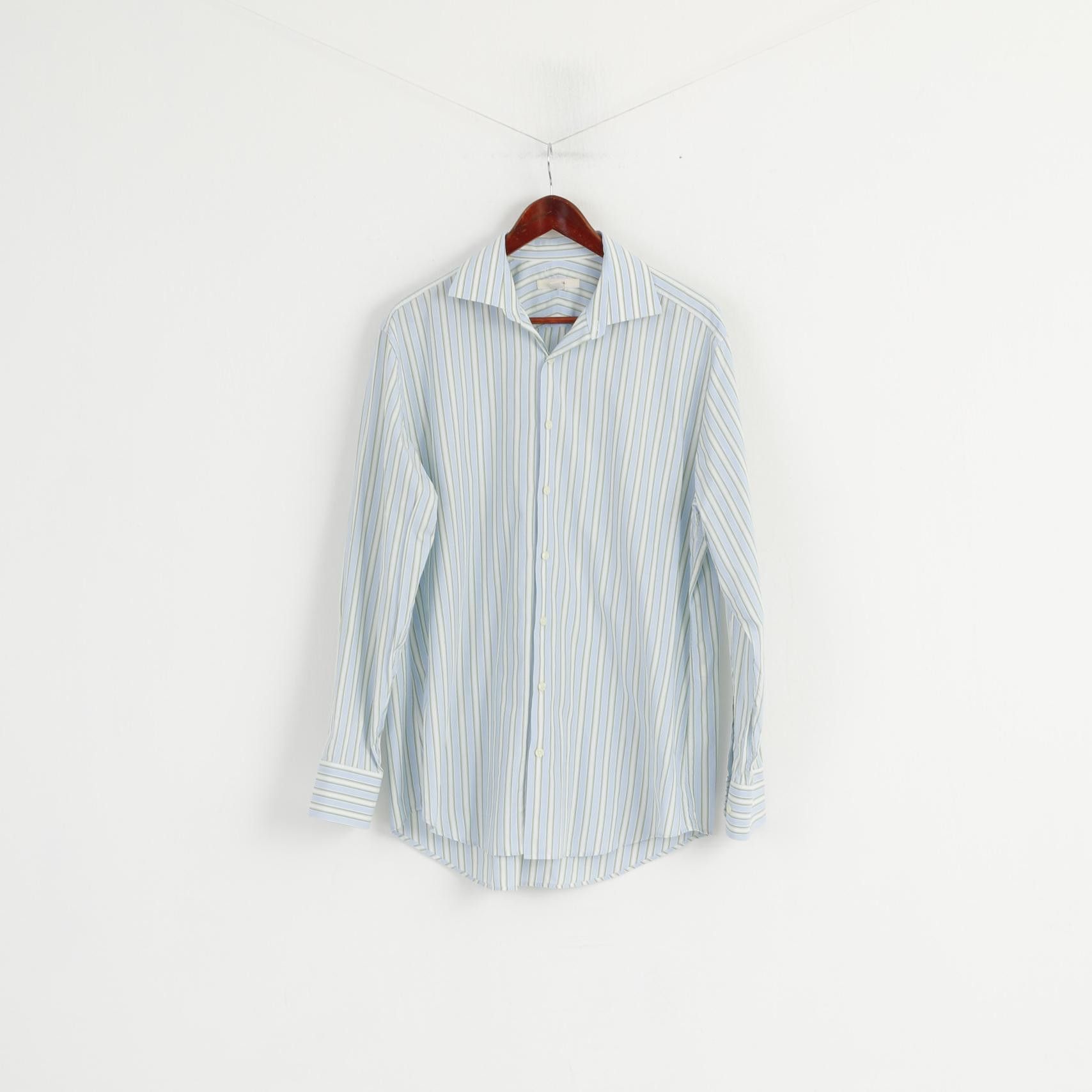 Merona Merona Men L Casual Shirt Blue Striped Cotton 0207 Size US L / EU 52-54 / 3 - 2 Thumbnail