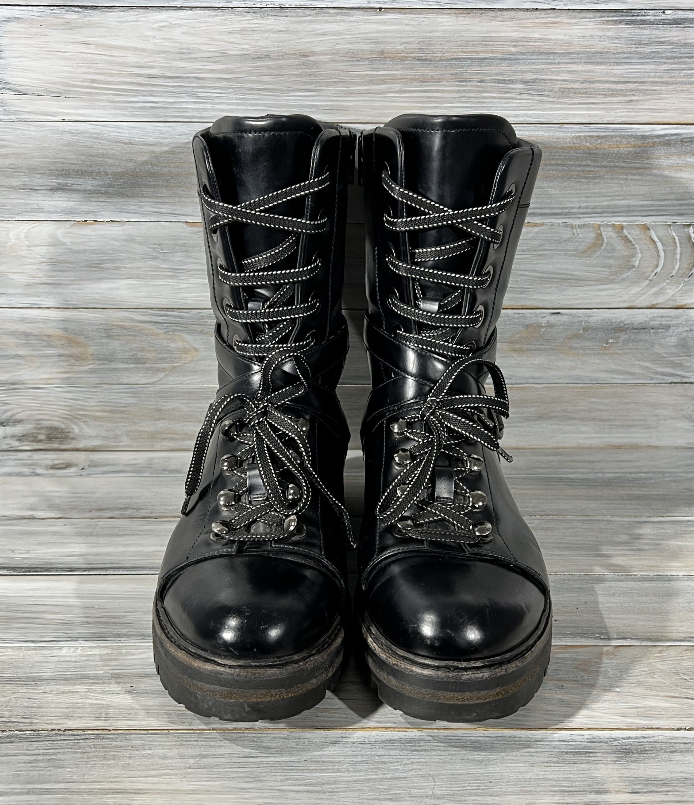 Leather × Valentino Valentino Garavani Rockstud Combat Leather Boots MadeInItaly Size US 9 / IT 39 - 19 Thumbnail