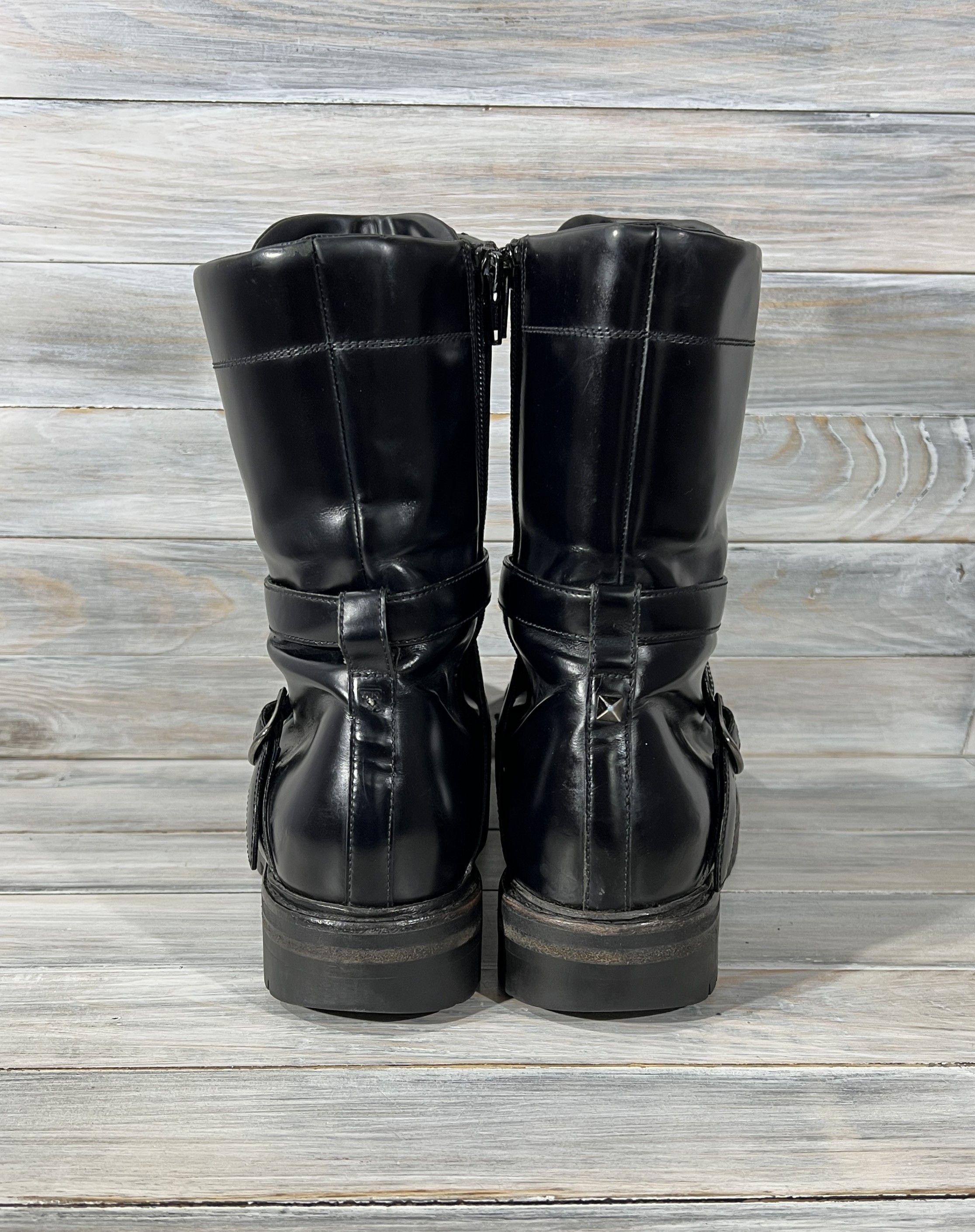 Leather × Valentino Valentino Garavani Rockstud Combat Leather Boots MadeInItaly Size US 9 / IT 39 - 7 Thumbnail