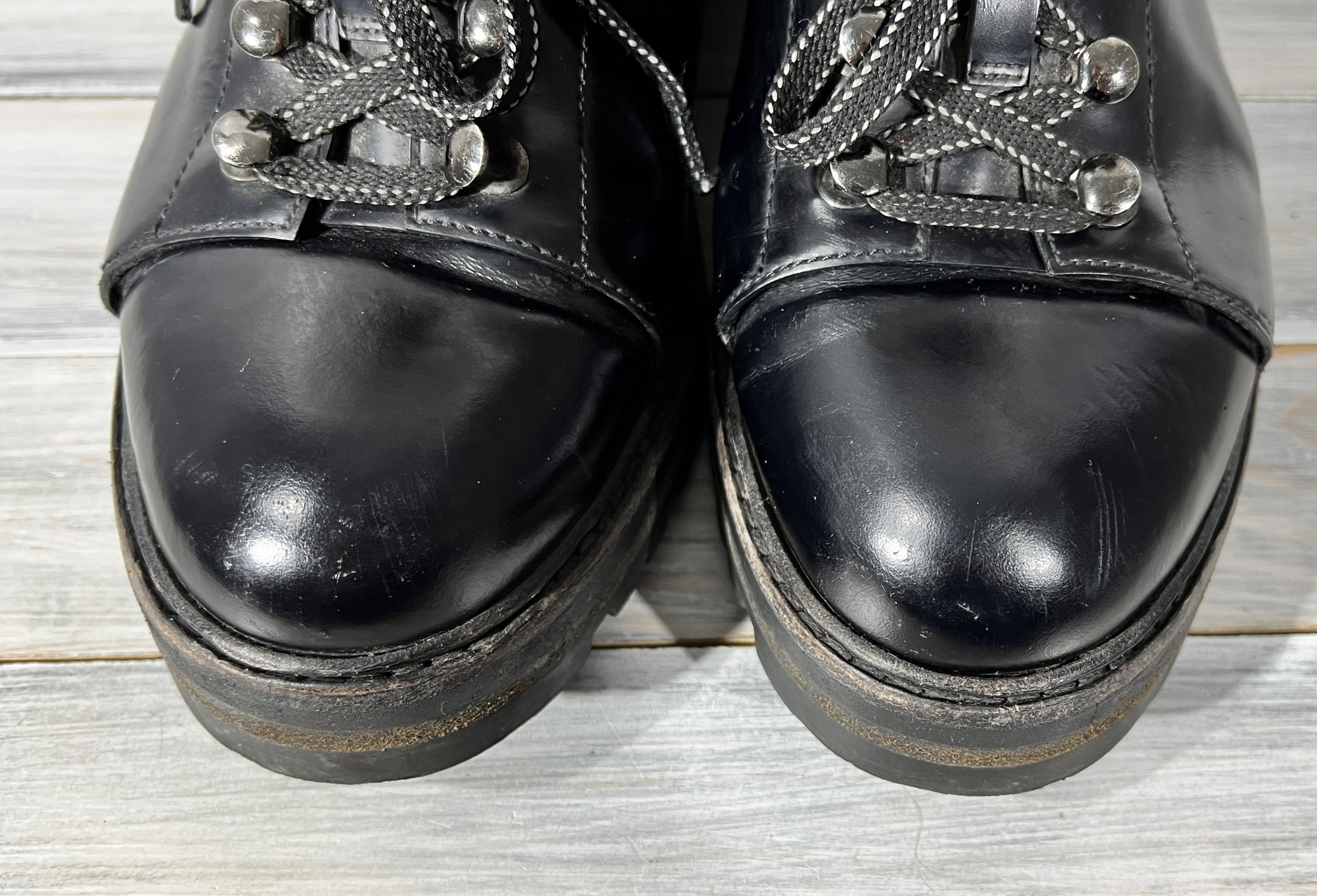 Leather × Valentino Valentino Garavani Rockstud Combat Leather Boots MadeInItaly Size US 9 / IT 39 - 21 Thumbnail