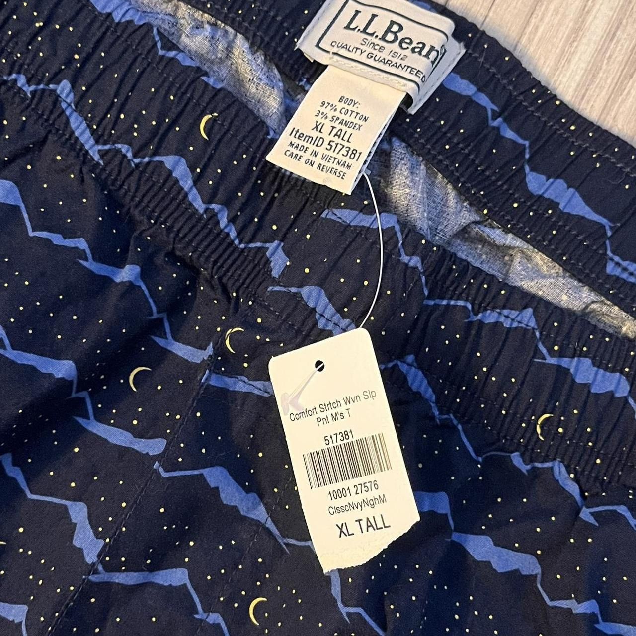Vintage NWT L.L.Bean Mens Comfort Stretch Pajama Pants Moon and Star Size US 32 / EU 48 - 3 Preview