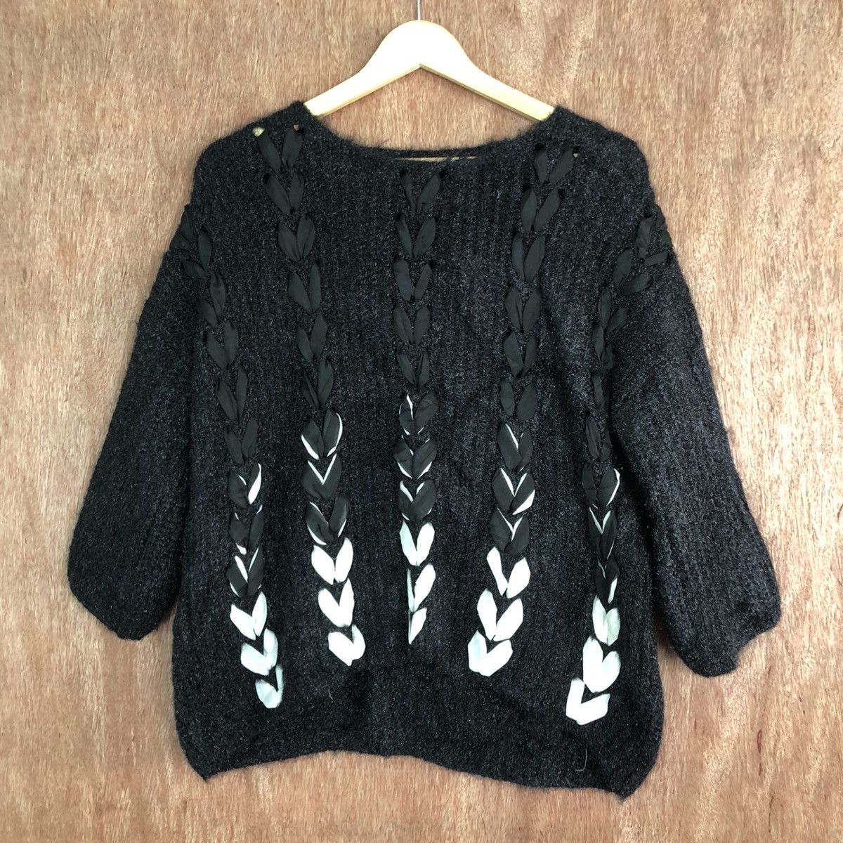 Japanese Brand Japanese brand art Black Mohair Shag Shaggy Knitwear #c337 Size L / US 10 / IT 46 - 3 Thumbnail