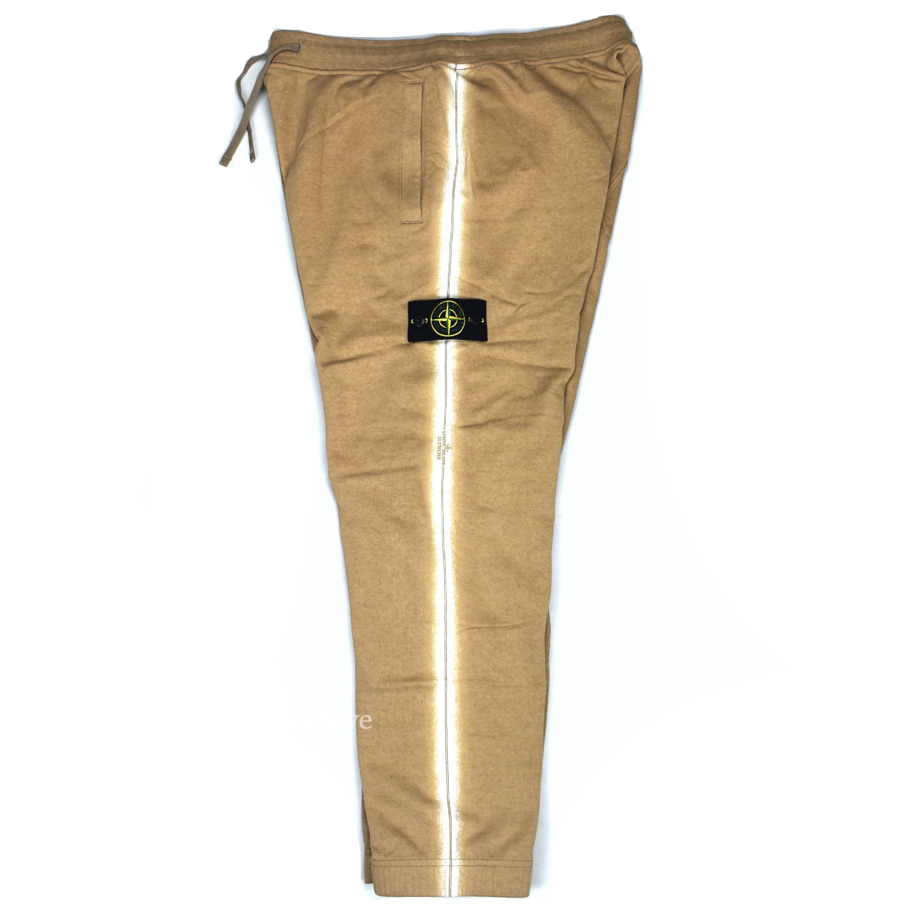 Supreme Stone Island Side Stripe Logo Sweatpants Tan DS