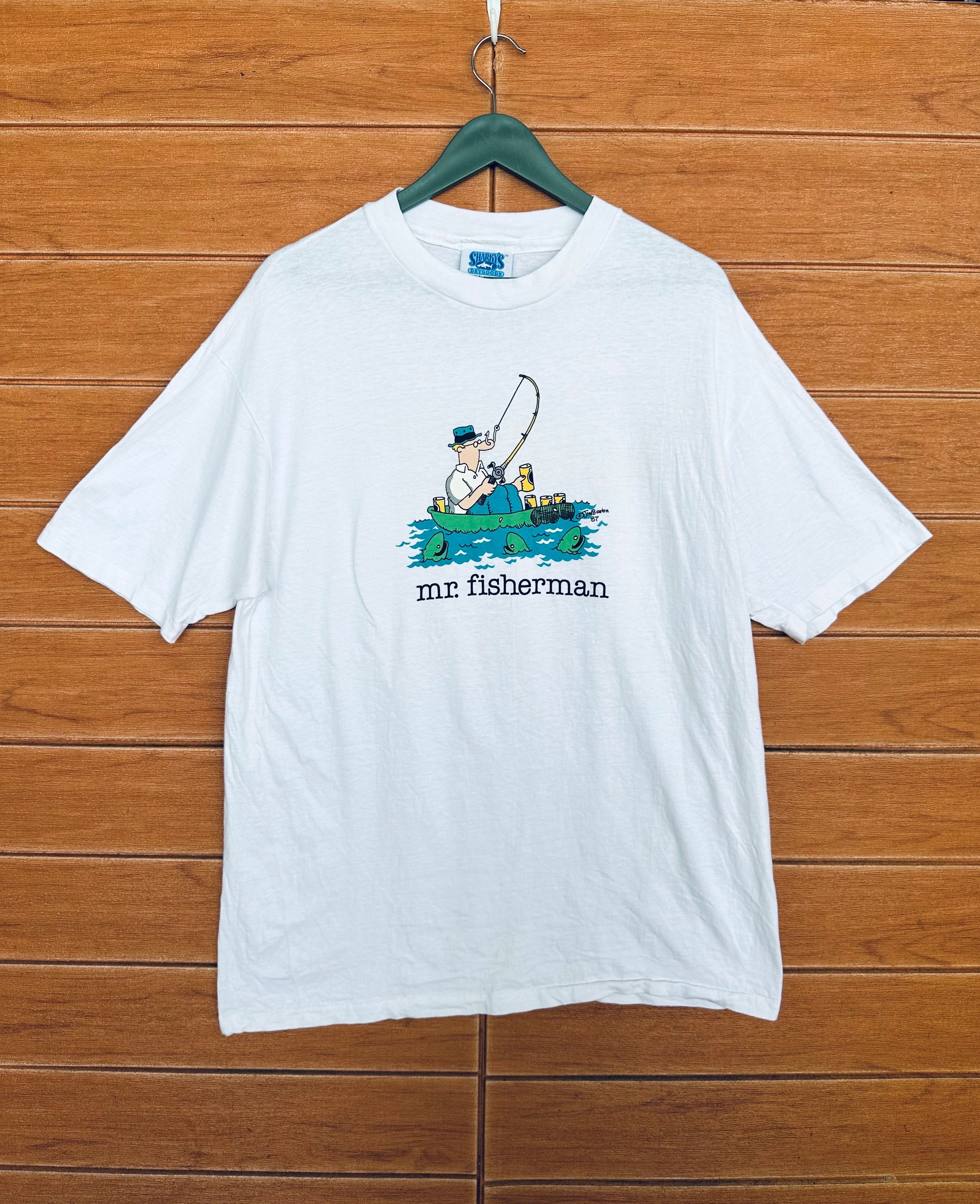 Vintage Vintage 80s "Mr. Fisherman" By Jim Benton T shirt Size US XL / EU 56 / 4 - 2 Thumbnail