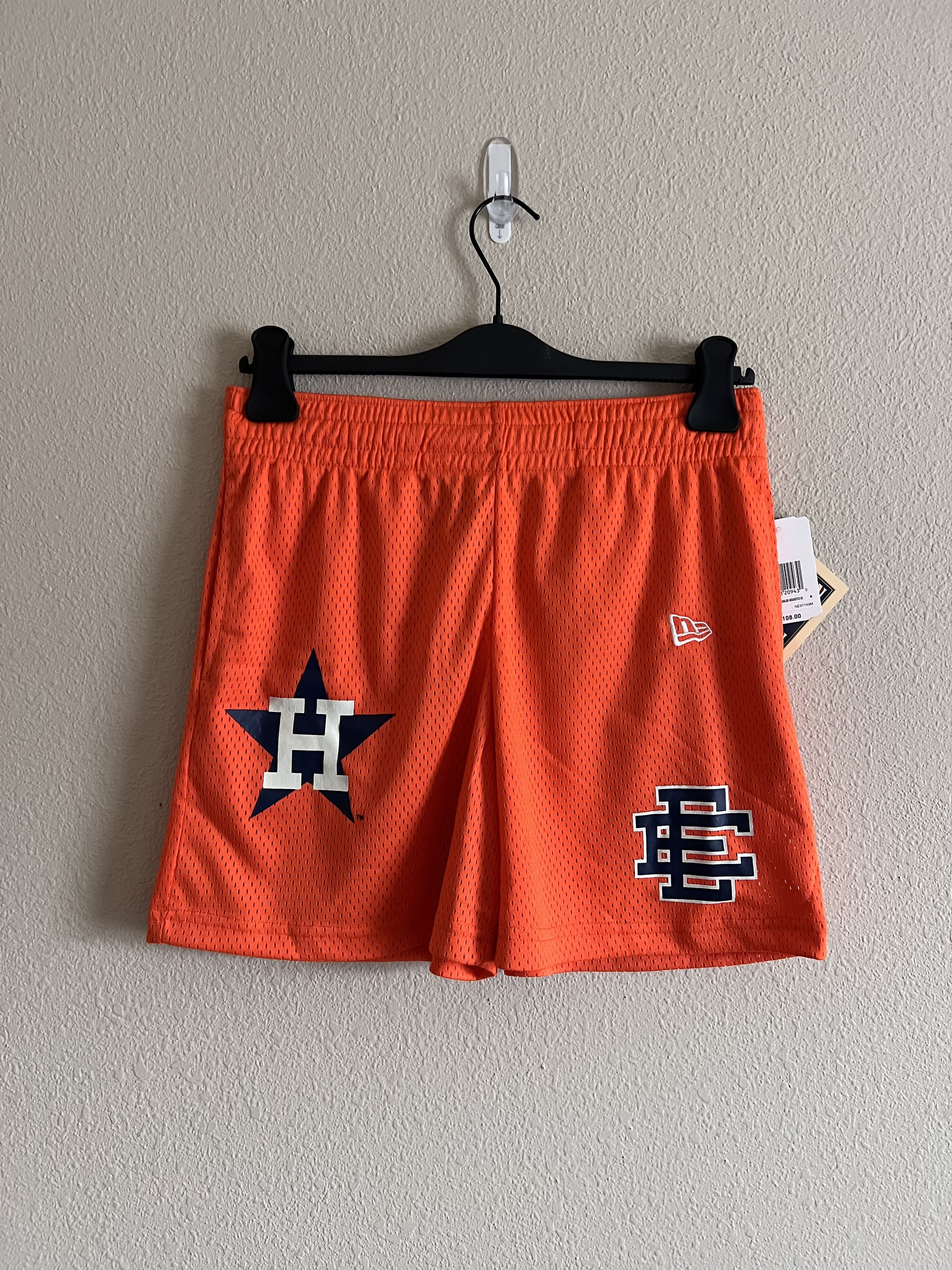 image of Eric Emanuel New Era Houston Astros Ee Basic Shorts in Orange, Men's (Size 32)