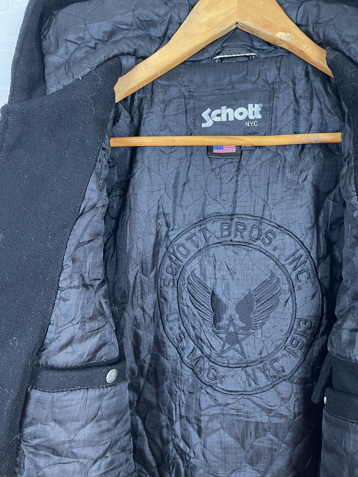 Schott Winter ☃️🥶 SCHOTT NYC Duffle Coat Wool Hoodie Size US S / EU 44-46 / 1 - 8 Thumbnail