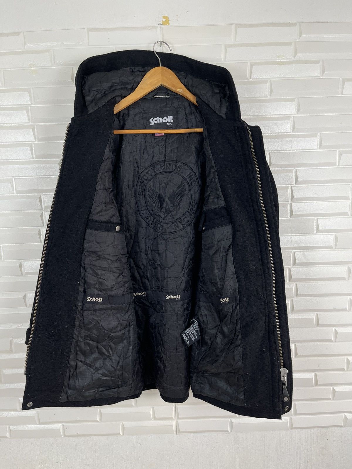 Schott Winter ☃️🥶 SCHOTT NYC Duffle Coat Wool Hoodie Size US S / EU 44-46 / 1 - 1 Thumbnail