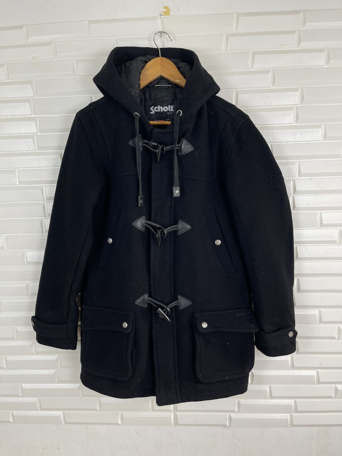 Schott Winter ☃️🥶 SCHOTT NYC Duffle Coat Wool Hoodie Size US S / EU 44-46 / 1 - 2 Thumbnail