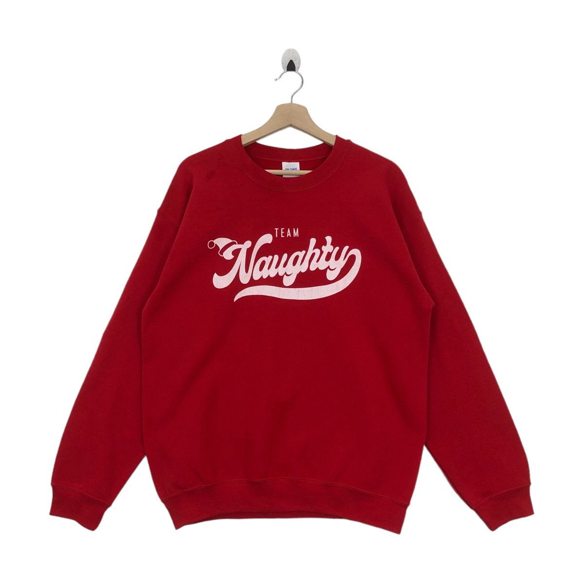 Vtg TEAM NAUGHTY Sweatshirt Pullover Jumper Sweater