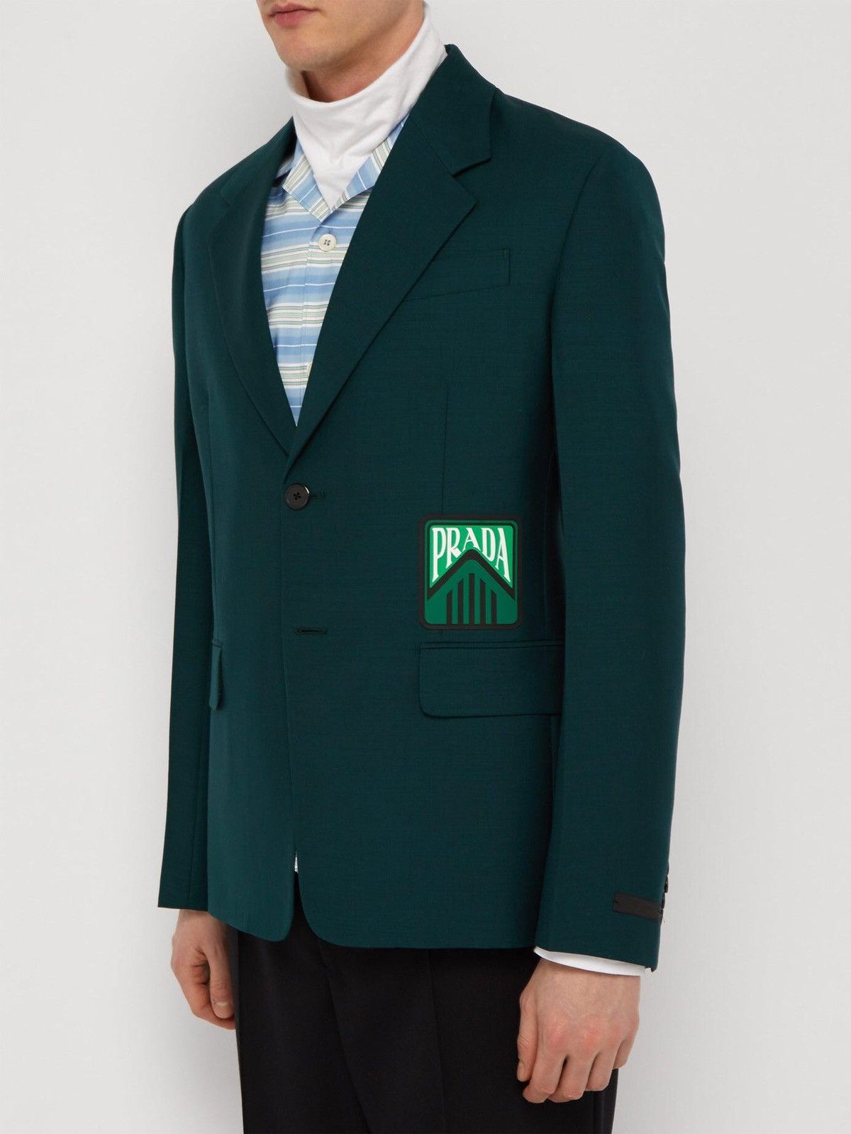 Prada $3,000 GREEN “Golfer” Mohair/Wool Blazer Size 52R - 2 Thumbnail