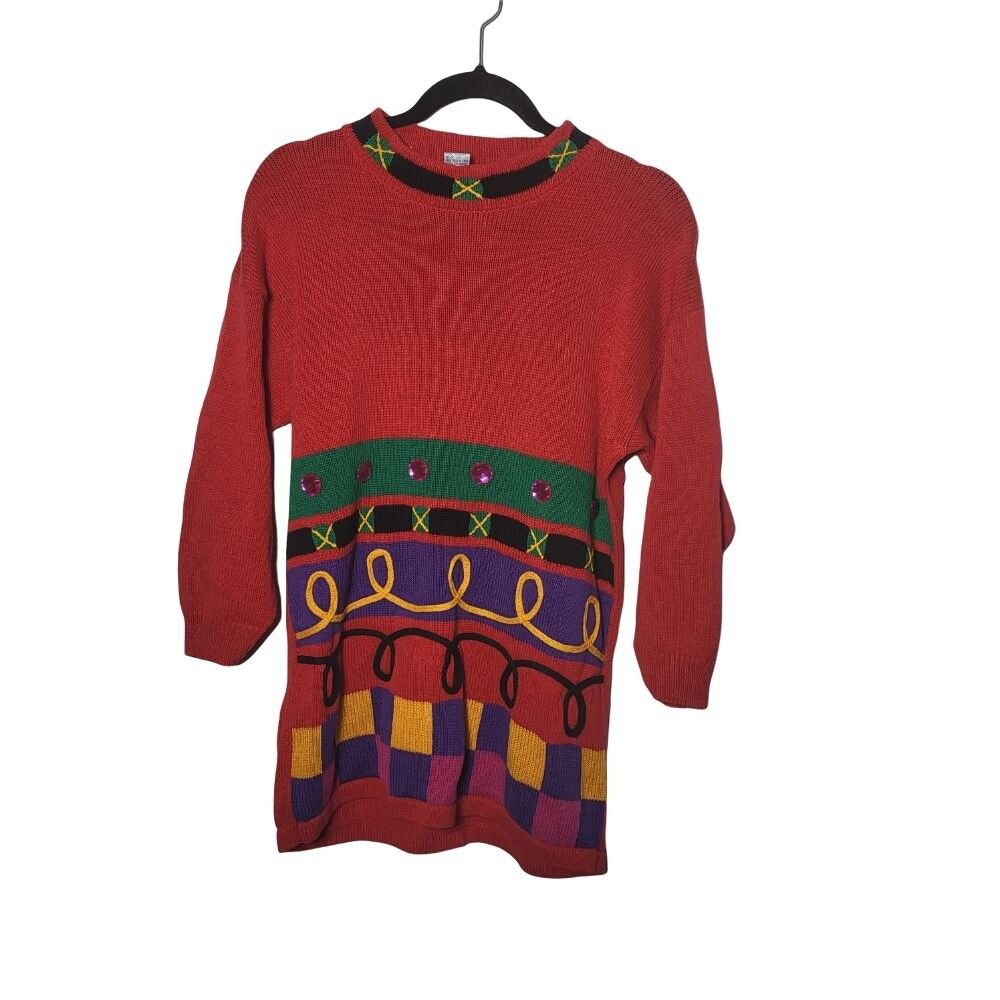 Vintage Vintage P Galli Colorful Abstract Art Sweater Red Womens M Size M / US 6-8 / IT 42-44 - 1 Preview