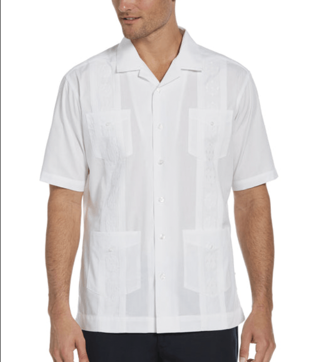Cubavera Embroidered Guayabera Shirt Pure White