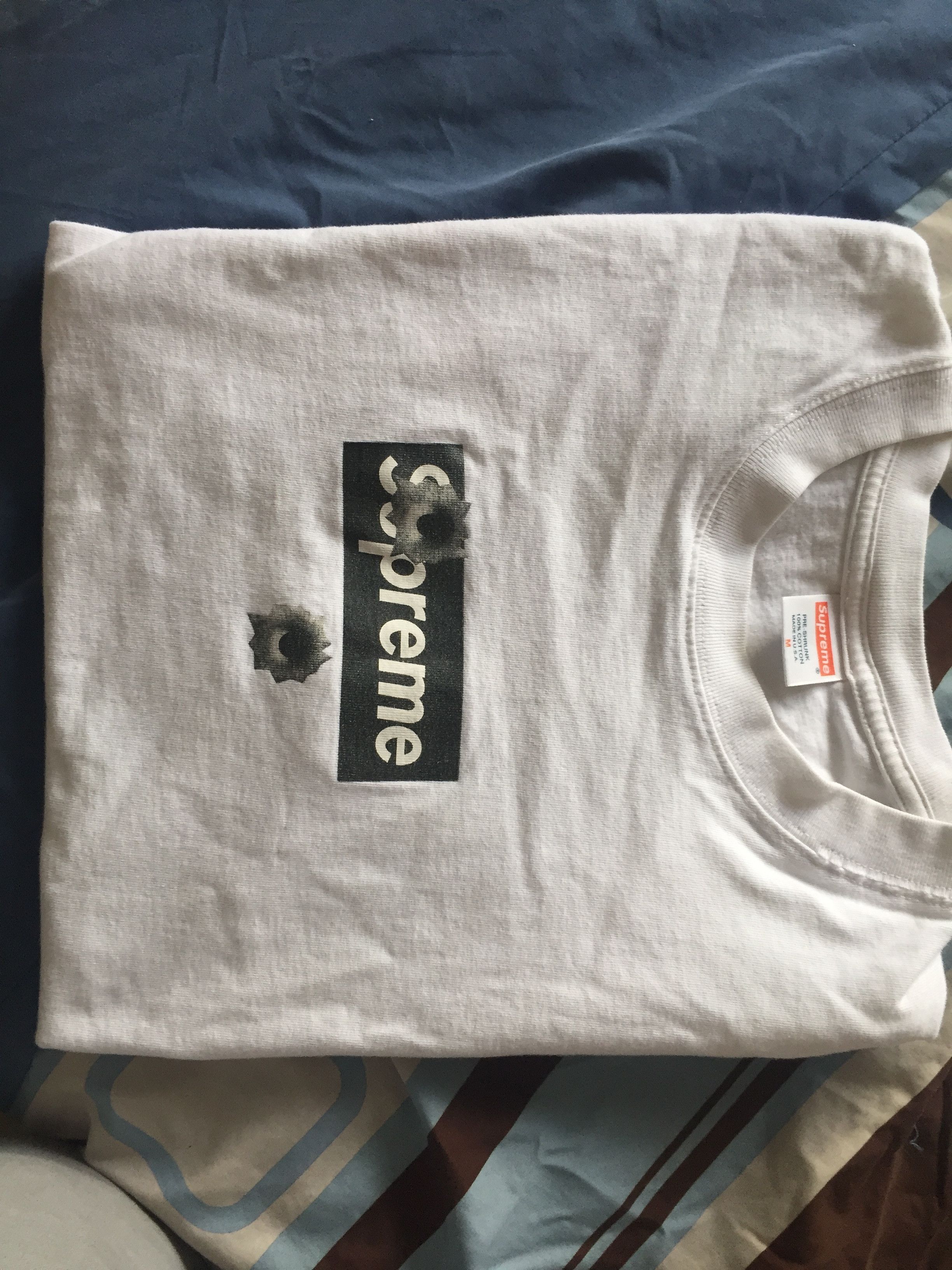 Supreme Bullet Hole Box Logo Tee T-Shirt White Sz Large for Sale