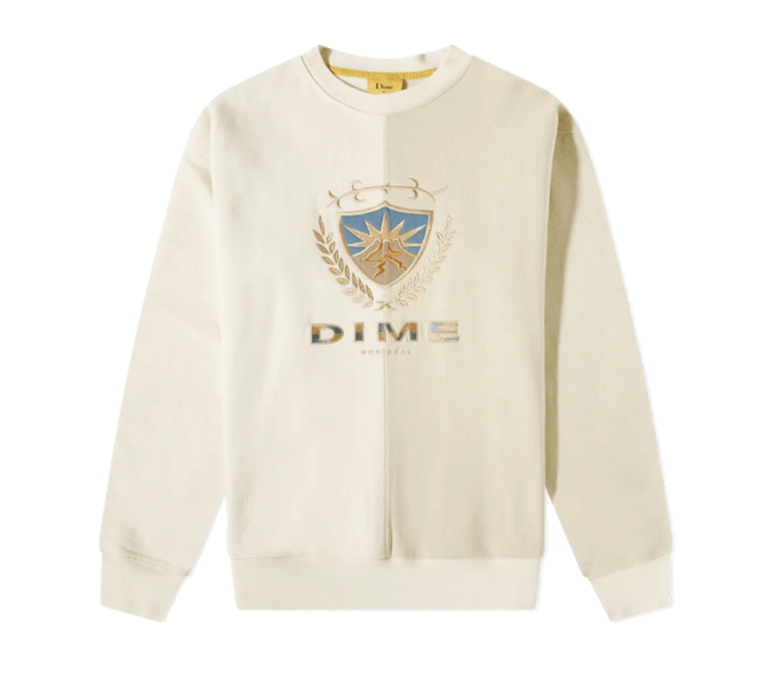 image of Dime Split Crest Crewneck Cream • M, Men's (Size Medium)