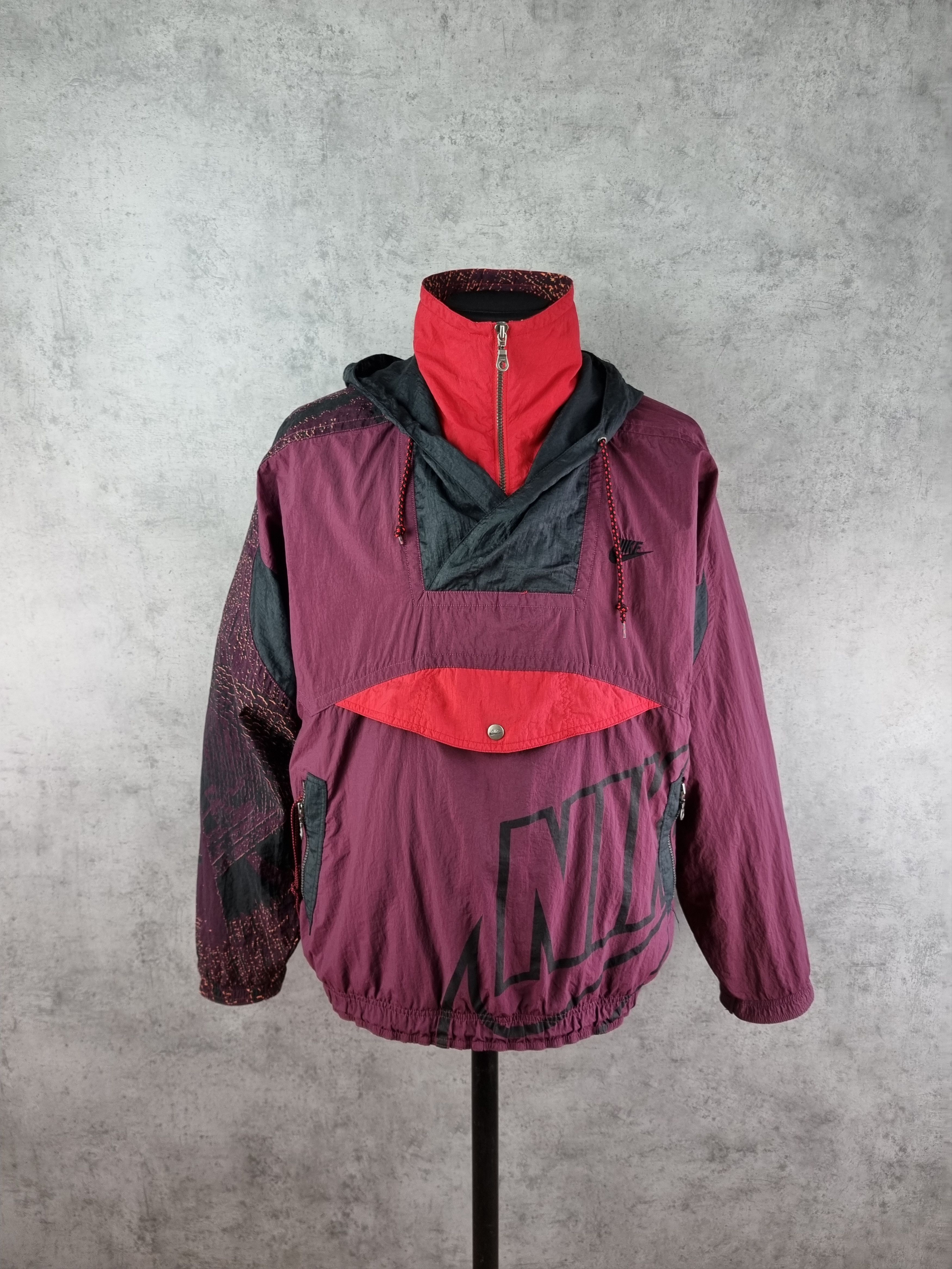 Nike × Vintage 90s NIKE Big Logo Amazing Design Nylon Track Top Size US L / EU 52-54 / 3 - 7 Thumbnail