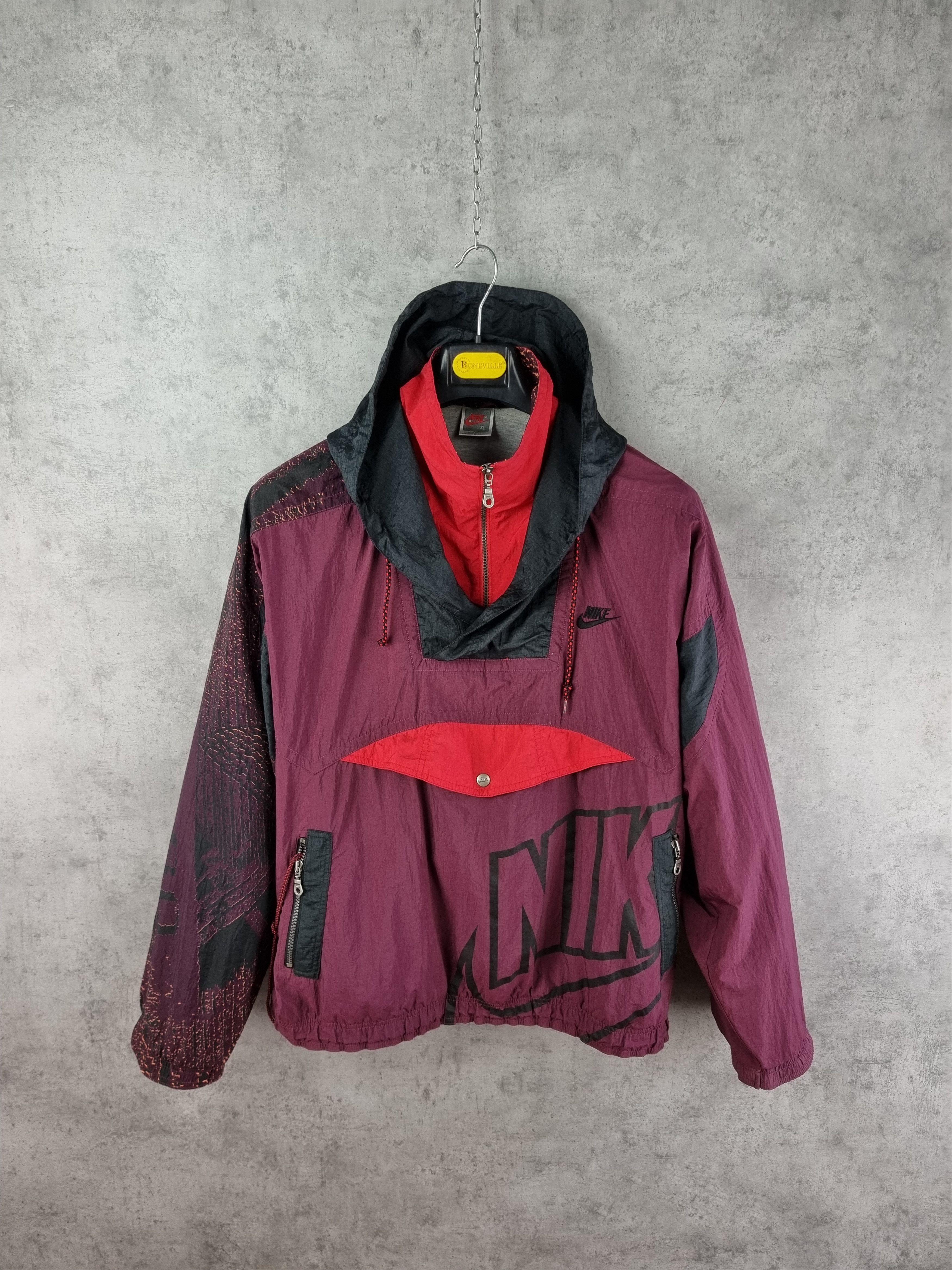 Nike × Vintage 90s NIKE Big Logo Amazing Design Nylon Track Top Size US L / EU 52-54 / 3 - 3 Thumbnail