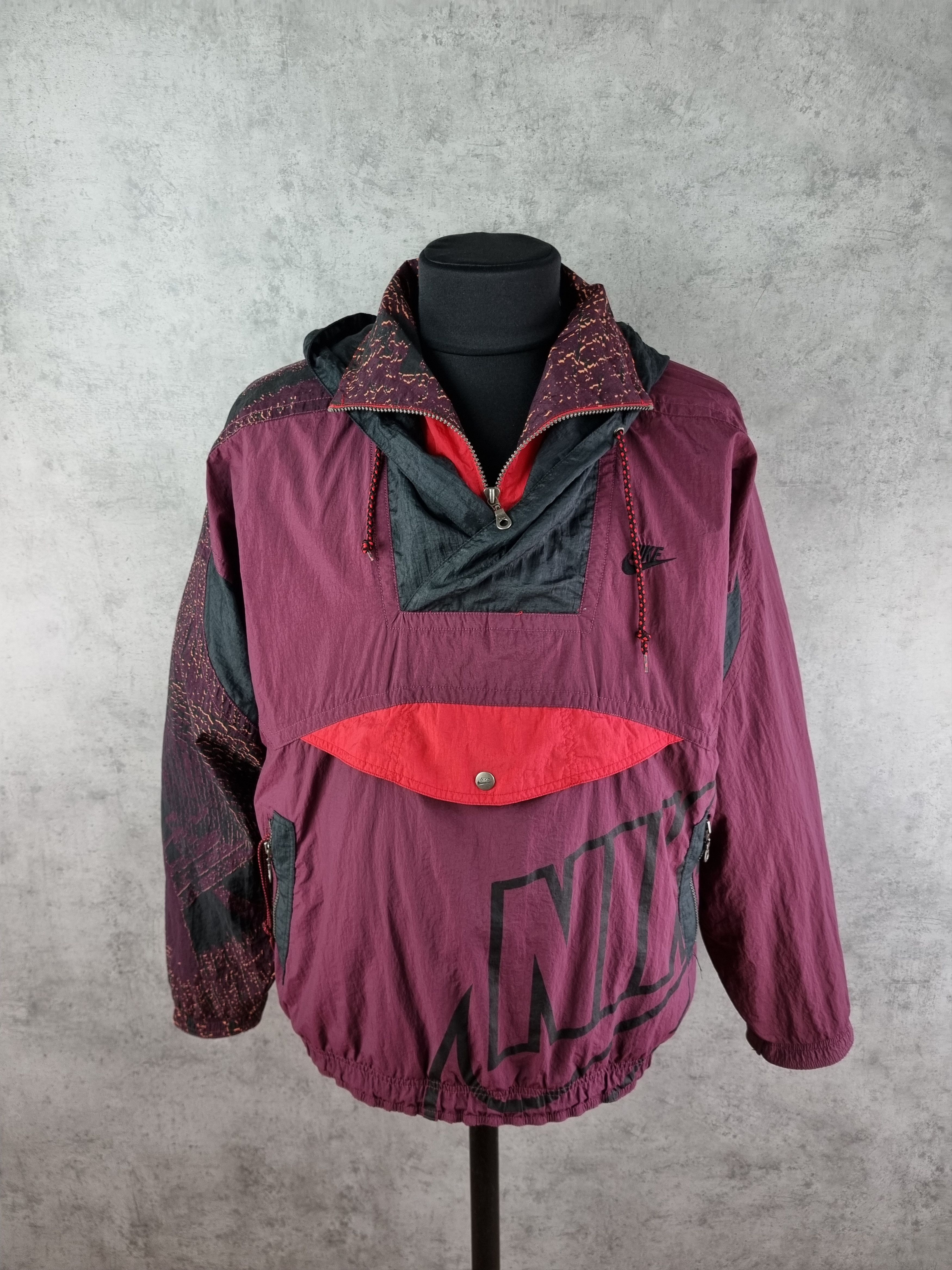 Nike × Vintage 90s NIKE Big Logo Amazing Design Nylon Track Top Size US L / EU 52-54 / 3 - 2 Thumbnail