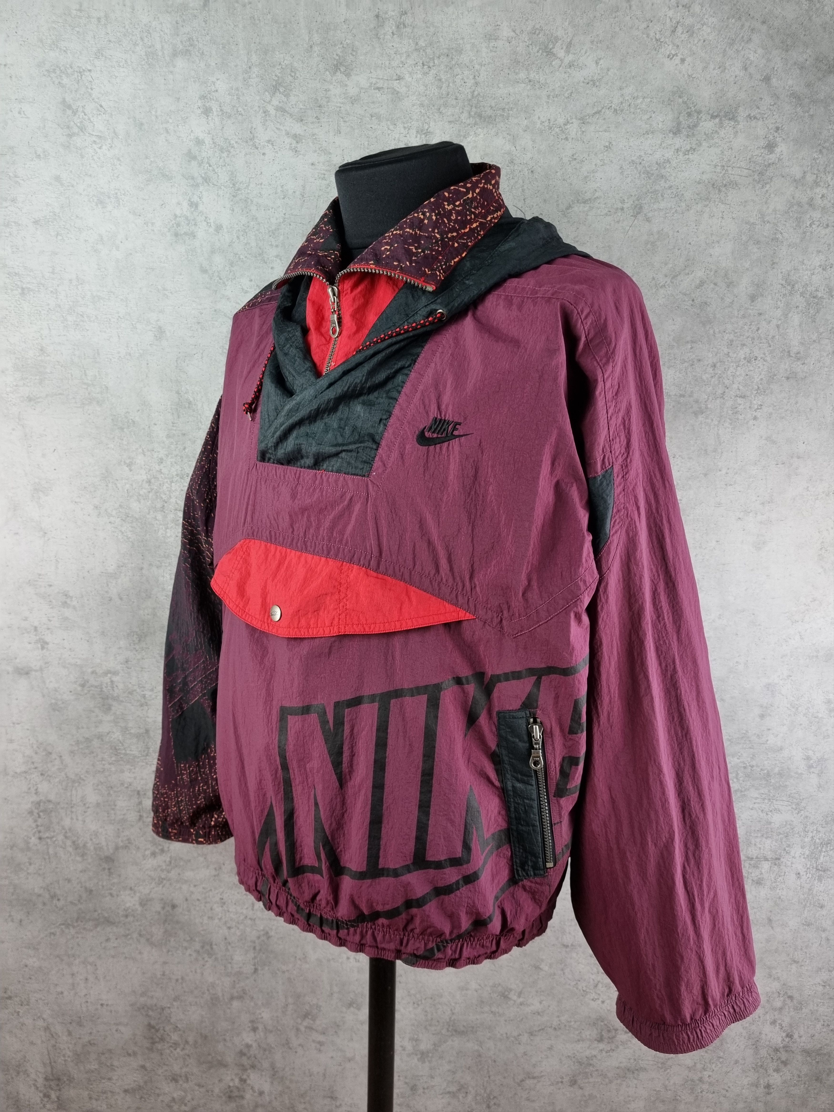 Nike × Vintage 90s NIKE Big Logo Amazing Design Nylon Track Top Size US L / EU 52-54 / 3 - 1 Thumbnail