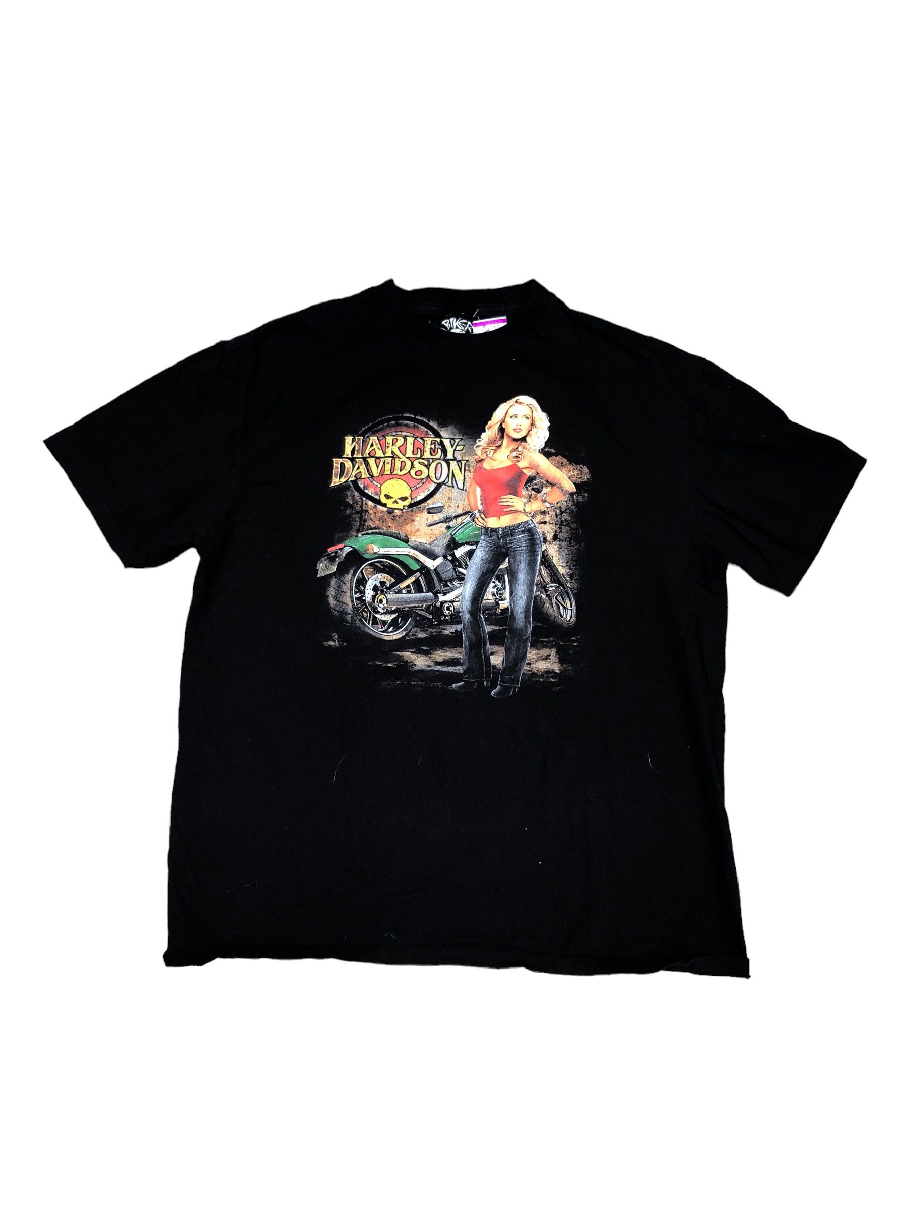 RARE Double Hit Harley Davidson Graphic Shirt Large