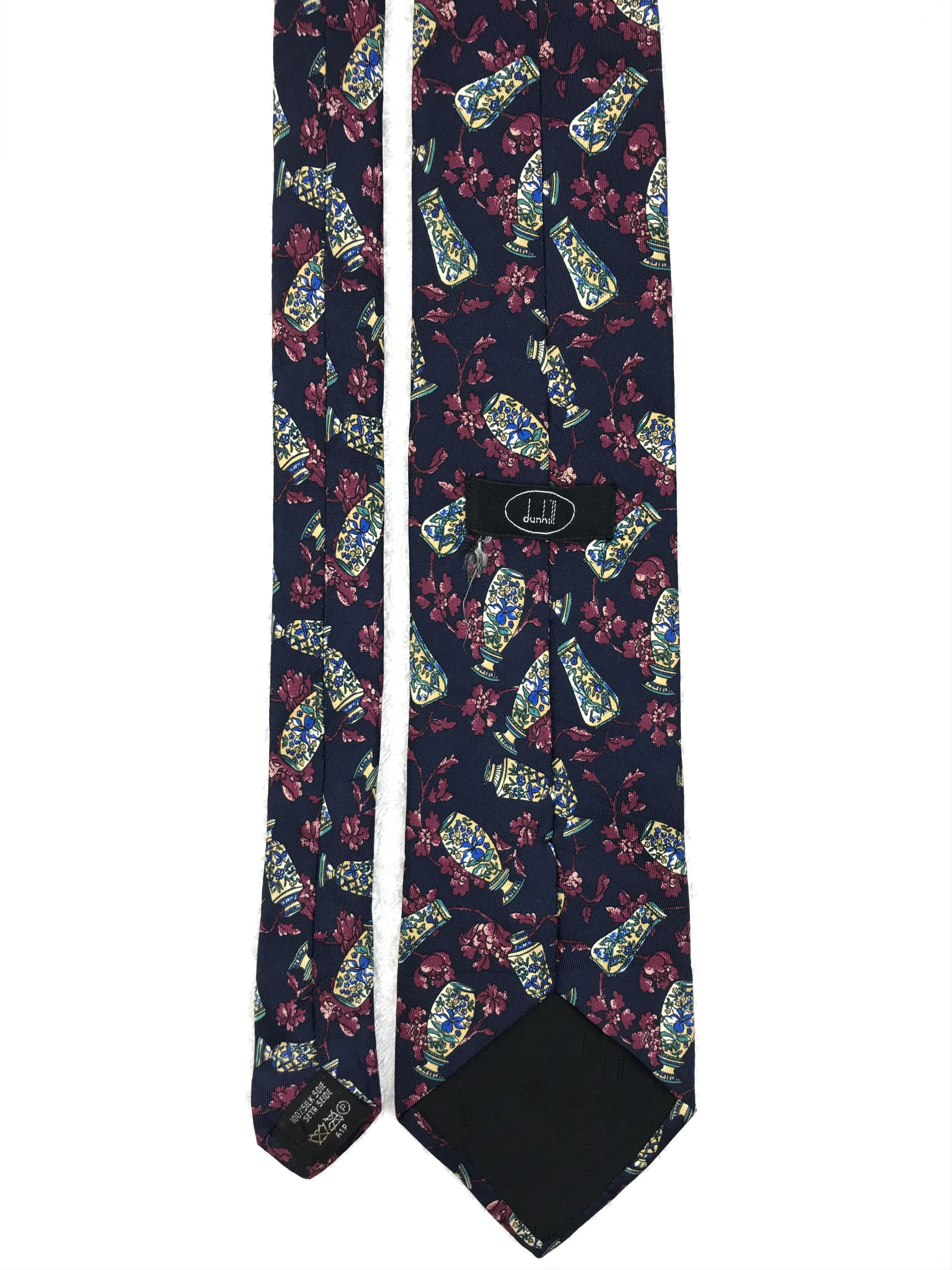 Alfred Dunhill × Vintage DH102 Vintage Alfred Dunhill Neck tie Pure Silk Size ONE SIZE - 3 Thumbnail