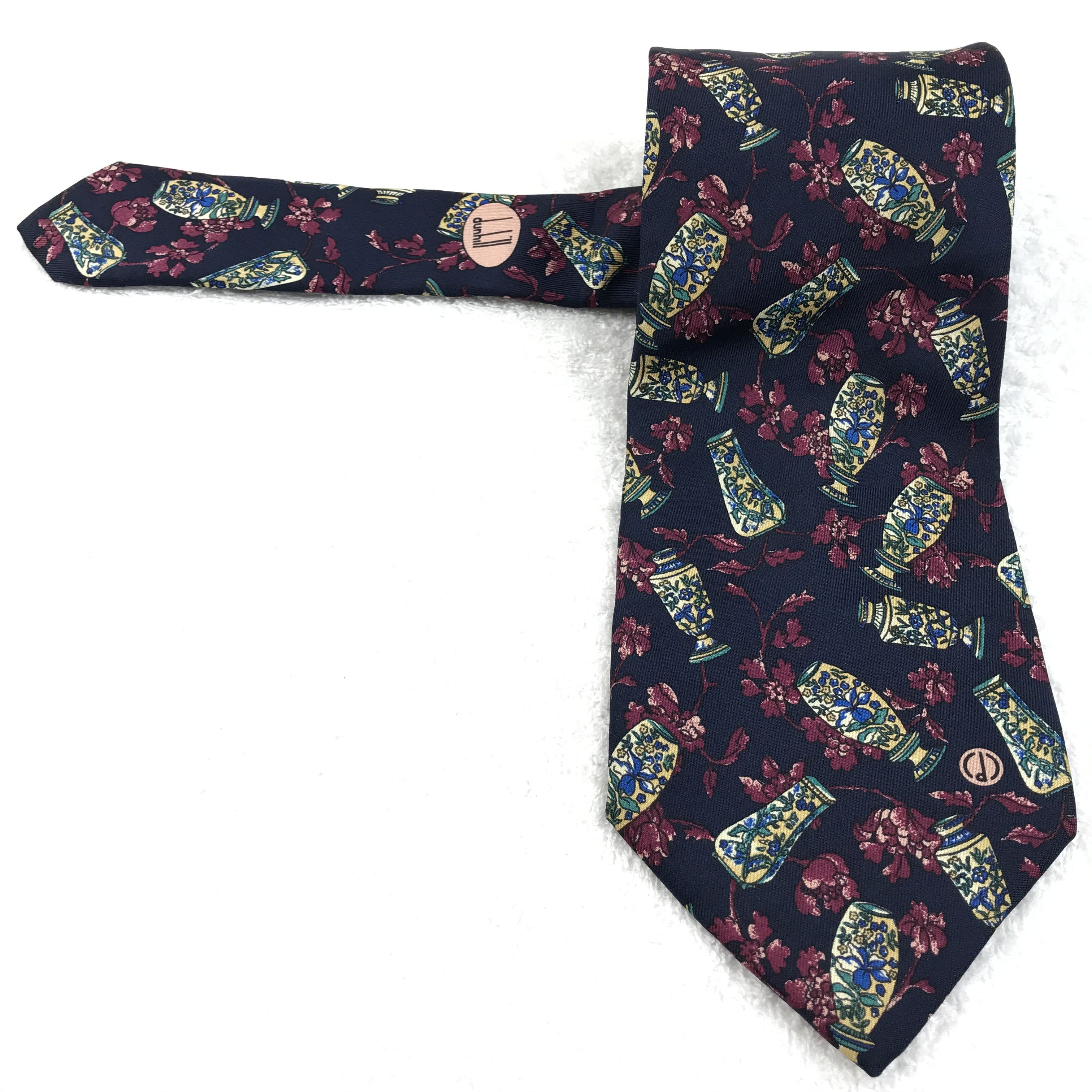 Alfred Dunhill × Vintage DH102 Vintage Alfred Dunhill Neck tie Pure Silk Size ONE SIZE - 1 Thumbnail