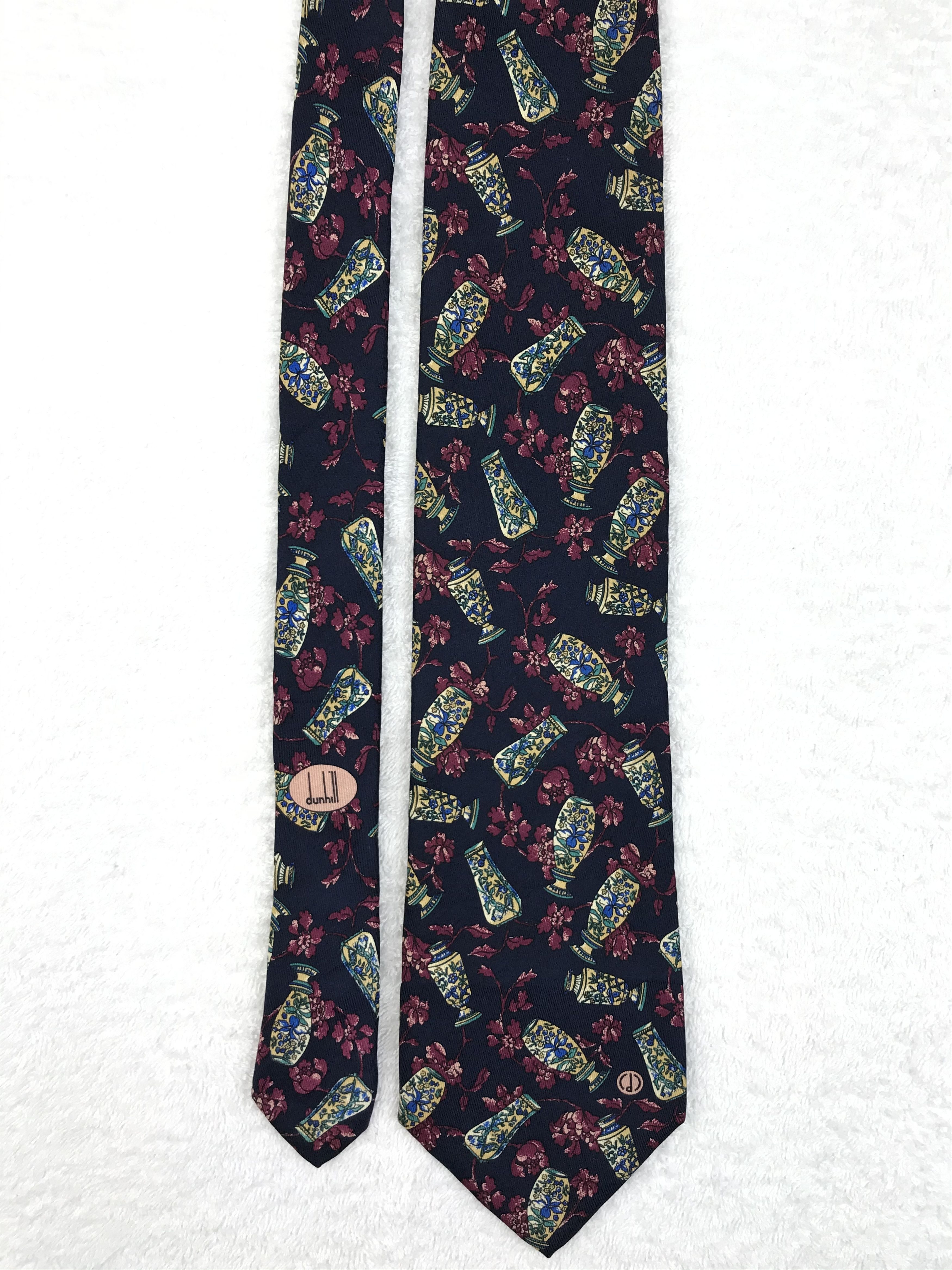 Alfred Dunhill × Vintage DH102 Vintage Alfred Dunhill Neck tie Pure Silk Size ONE SIZE - 4 Thumbnail
