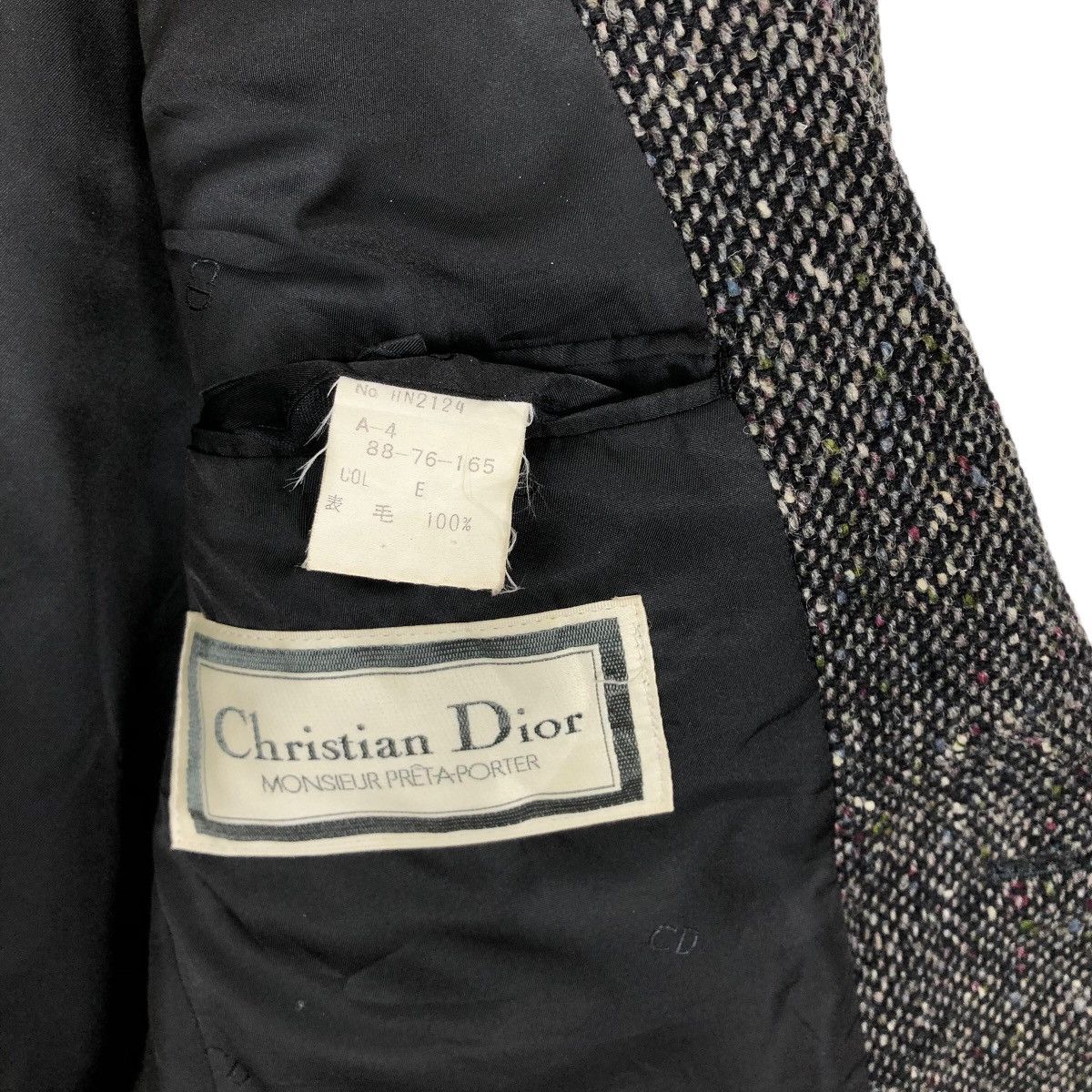 Christian Dior Monsieur Vintage 80s Christian Dior Monsieur Prêt-A-Porter Tweed Coat Size 34R - 5 Thumbnail
