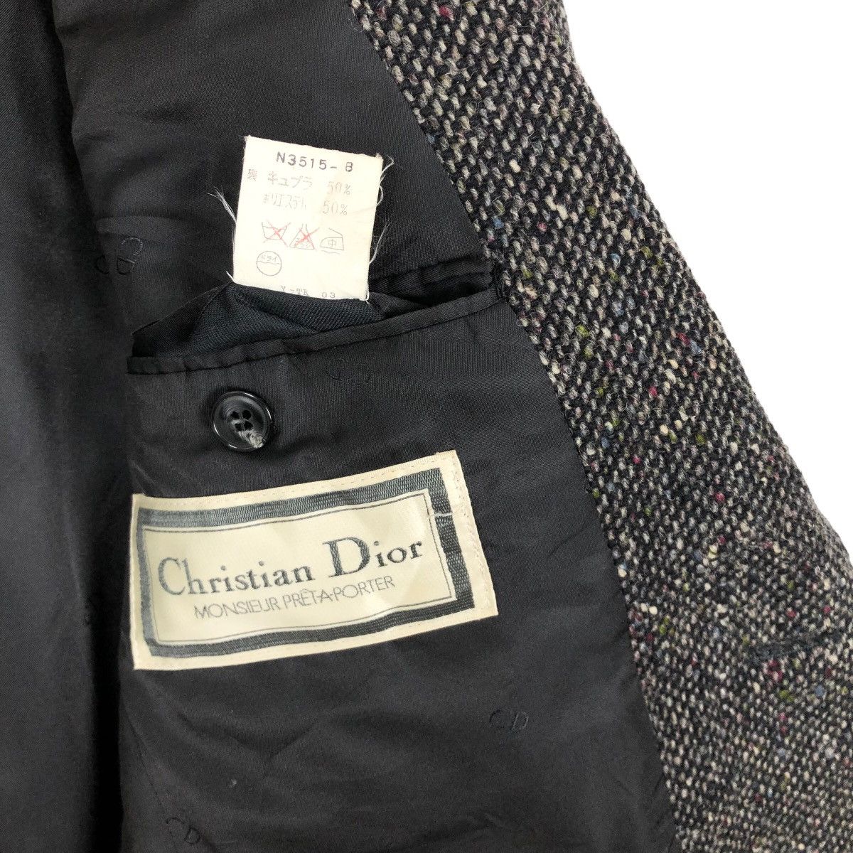 Christian Dior Monsieur Vintage 80s Christian Dior Monsieur Prêt-A-Porter Tweed Coat Size 34R - 10 Thumbnail