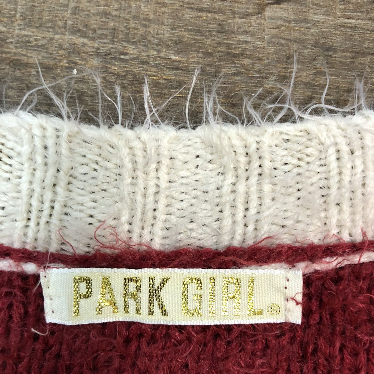 Homespun Knitwear Park Girl Stripe White Maroon Mohair Knitwear #0537 Size M / US 6-8 / IT 42-44 - 10 Thumbnail