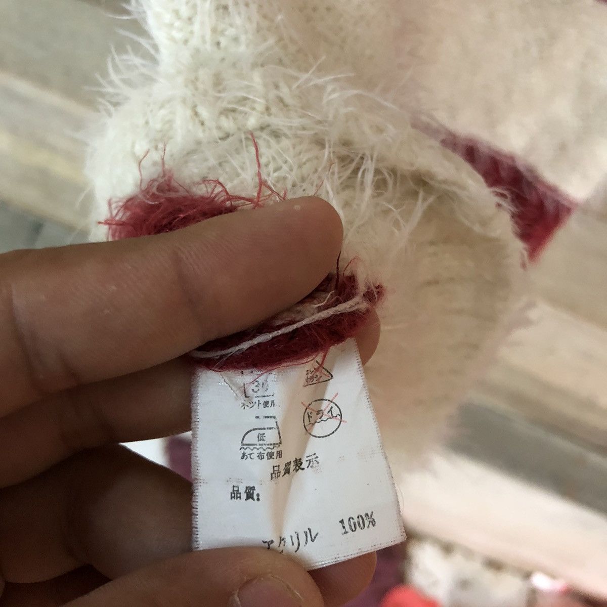 Homespun Knitwear Park Girl Stripe White Maroon Mohair Knitwear #0537 Size M / US 6-8 / IT 42-44 - 14 Thumbnail