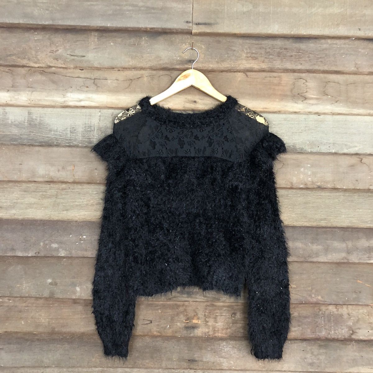 Homespun Knitwear × Japanese Brand W.closet Black Mohair Shag Shaggy Knitwear #0528 Size M / US 6-8 / IT 42-44 - 1 Thumbnail