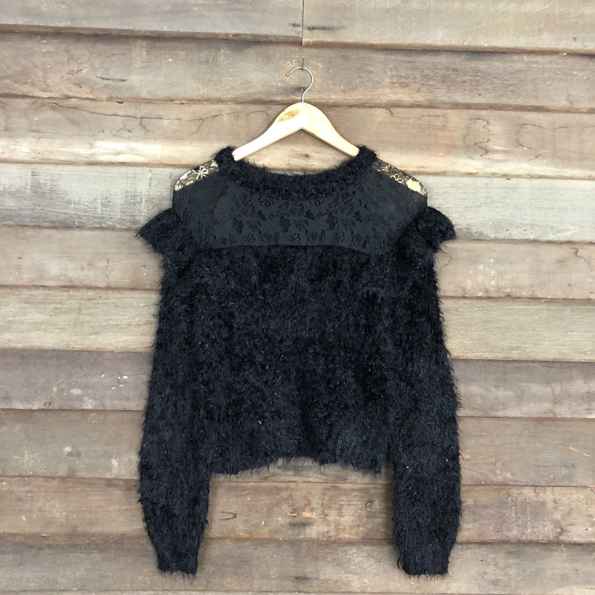 Homespun Knitwear × Japanese Brand W.closet Black Mohair Shag Shaggy Knitwear #0528 Size M / US 6-8 / IT 42-44 - 3 Thumbnail