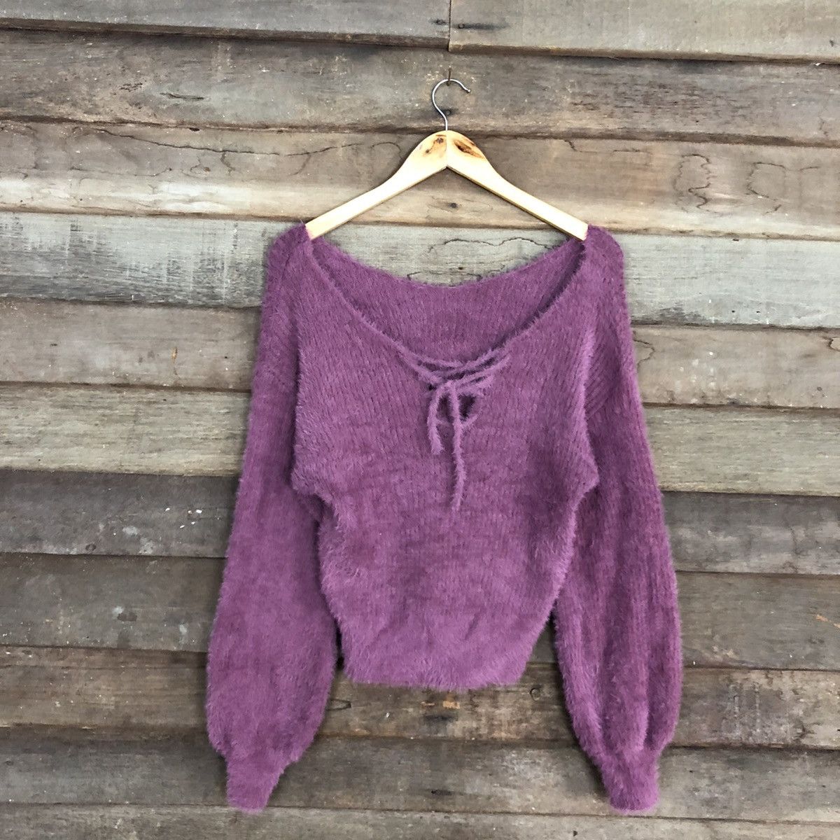 Homespun Knitwear Nice Claup Purple Mohair Soft Fur Shag Shaggy Knitwear #0524 Size M / US 6-8 / IT 42-44 - 3 Thumbnail