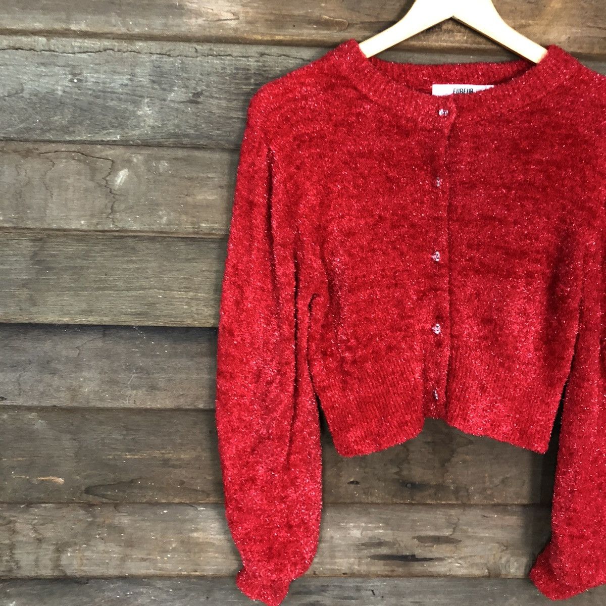 Homespun Knitwear × Japanese Brand Fur Fur Red Mohair Shag Shaggy Cardigan Knitwear #0521 Size S / US 4 / IT 40 - 7 Thumbnail