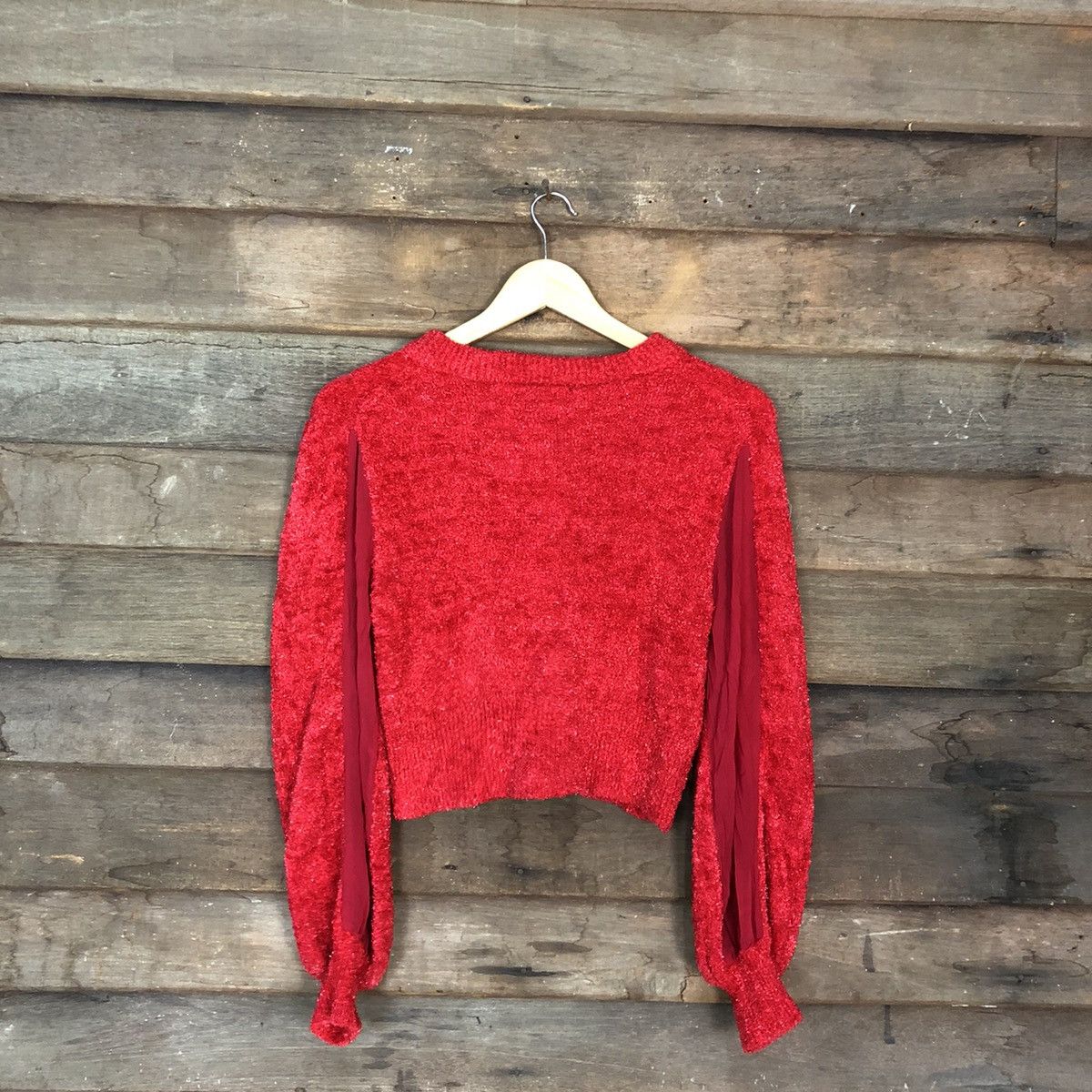Homespun Knitwear × Japanese Brand Fur Fur Red Mohair Shag Shaggy Cardigan Knitwear #0521 Size S / US 4 / IT 40 - 11 Thumbnail