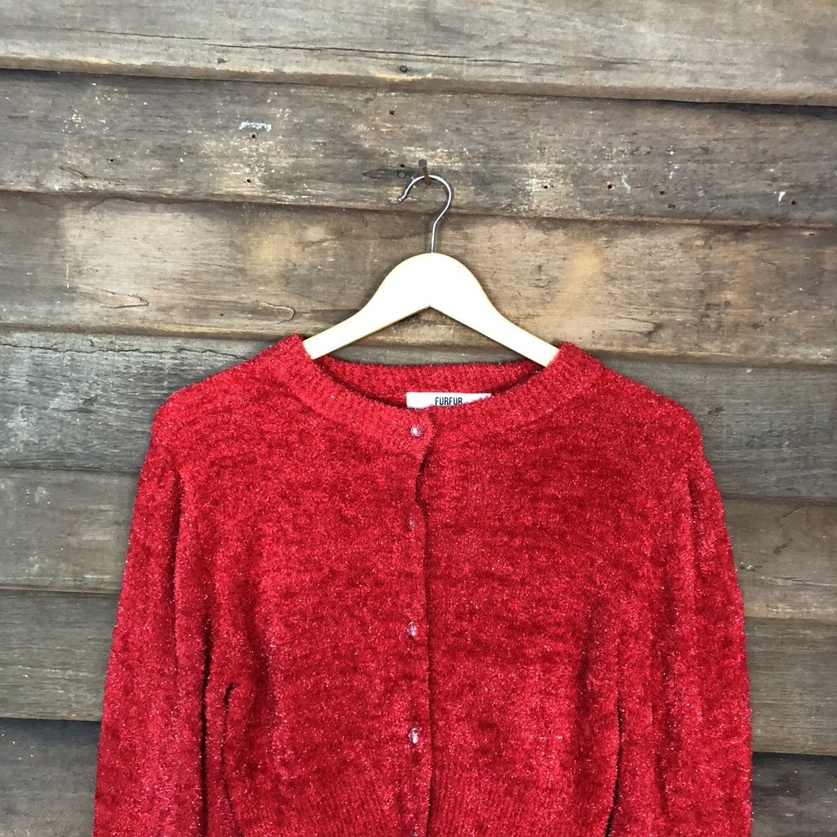 Homespun Knitwear × Japanese Brand Fur Fur Red Mohair Shag Shaggy Cardigan Knitwear #0521 Size S / US 4 / IT 40 - 9 Thumbnail