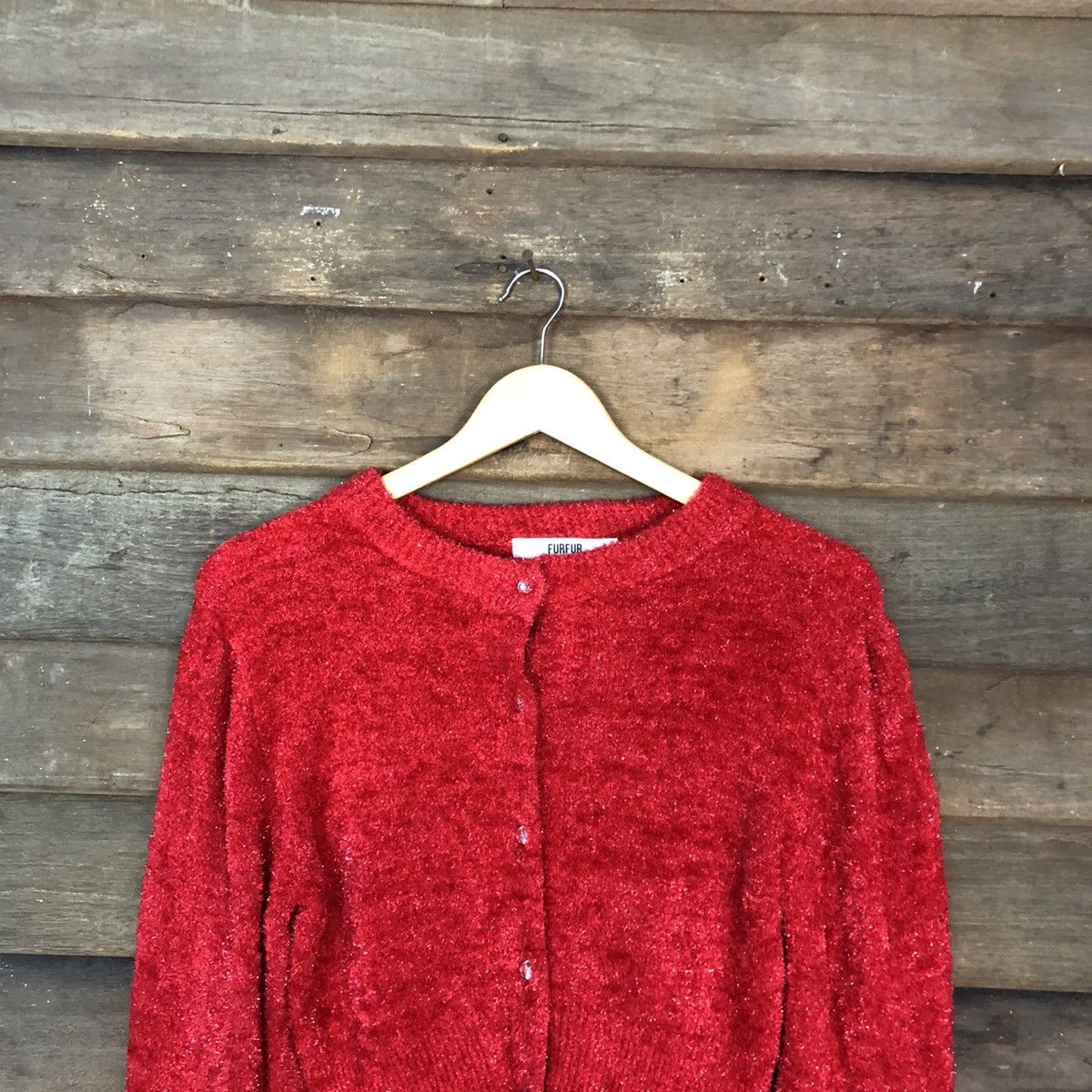 Homespun Knitwear × Japanese Brand Fur Fur Red Mohair Shag Shaggy Cardigan Knitwear #0521 Size S / US 4 / IT 40 - 2 Thumbnail