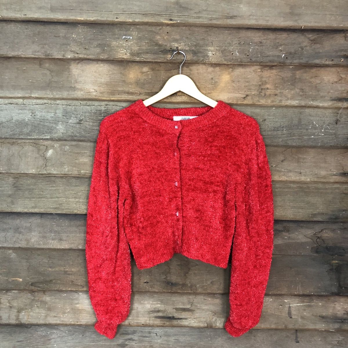 Homespun Knitwear × Japanese Brand Fur Fur Red Mohair Shag Shaggy Cardigan Knitwear #0521 Size S / US 4 / IT 40 - 1 Thumbnail